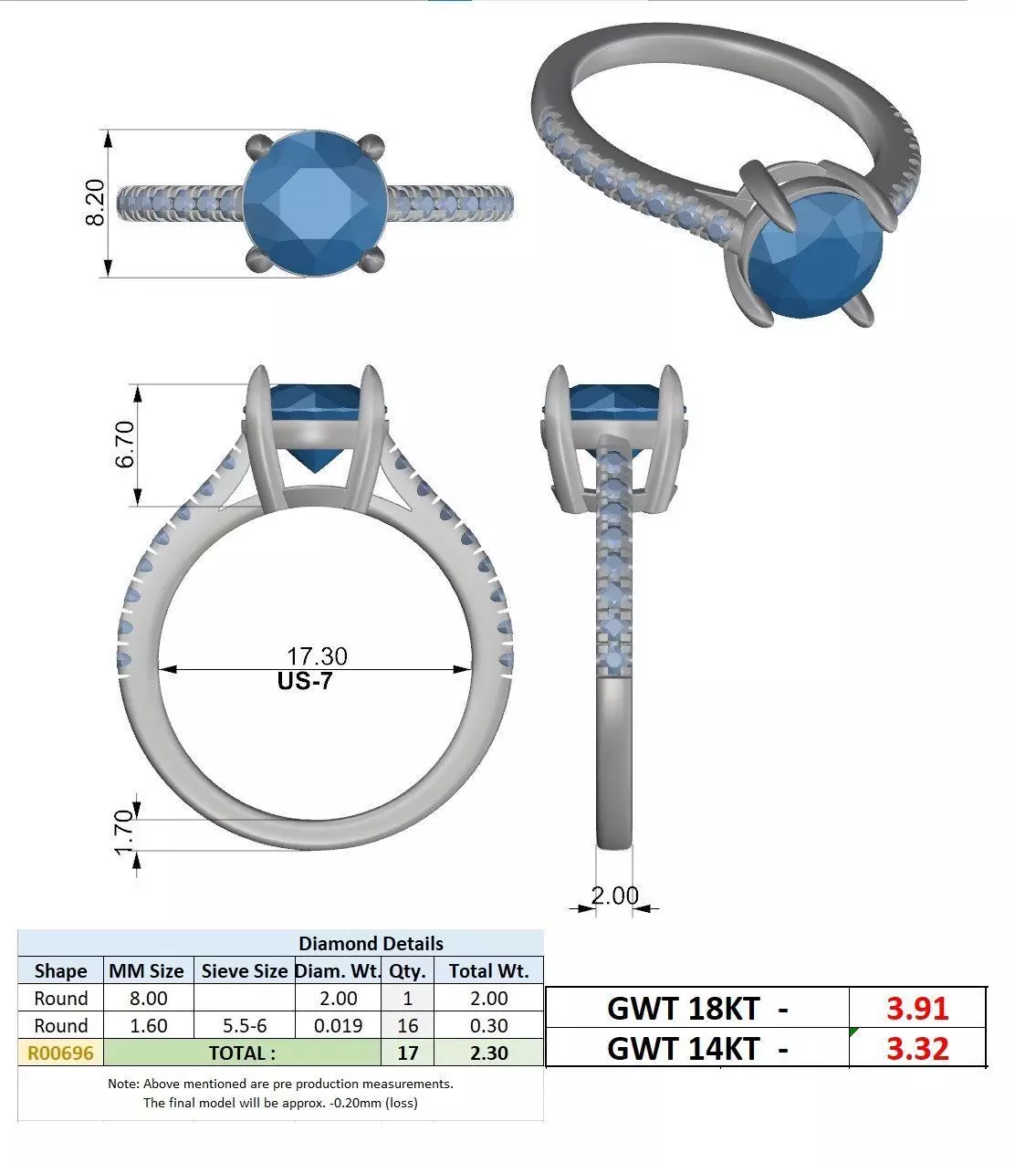 2CT Round Cut Diamond Engagement Wedding Ring 3DM STL Video 3D print model_15