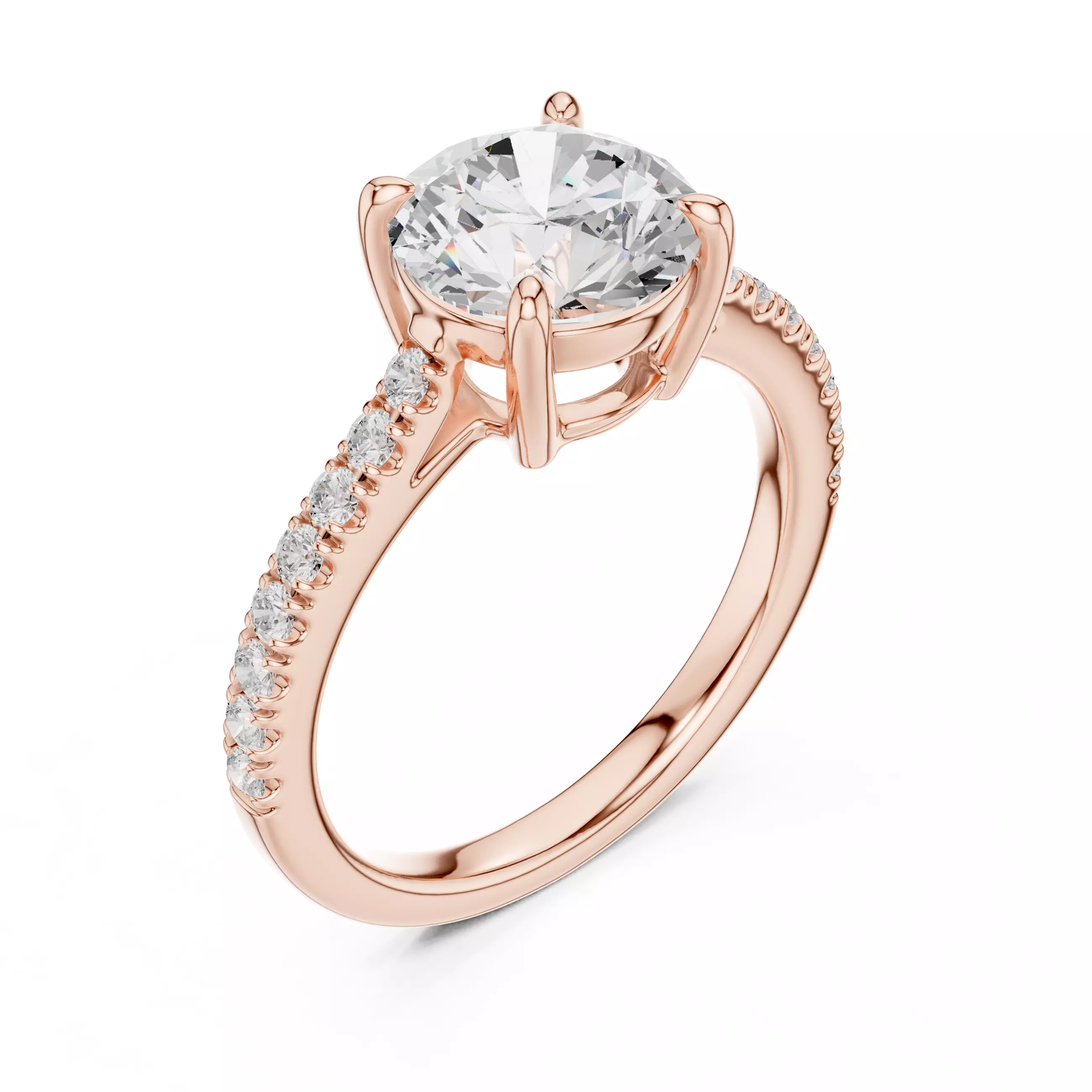 2CT Round Cut Diamond Engagement Wedding Ring 3DM STL Video 3D print model_4