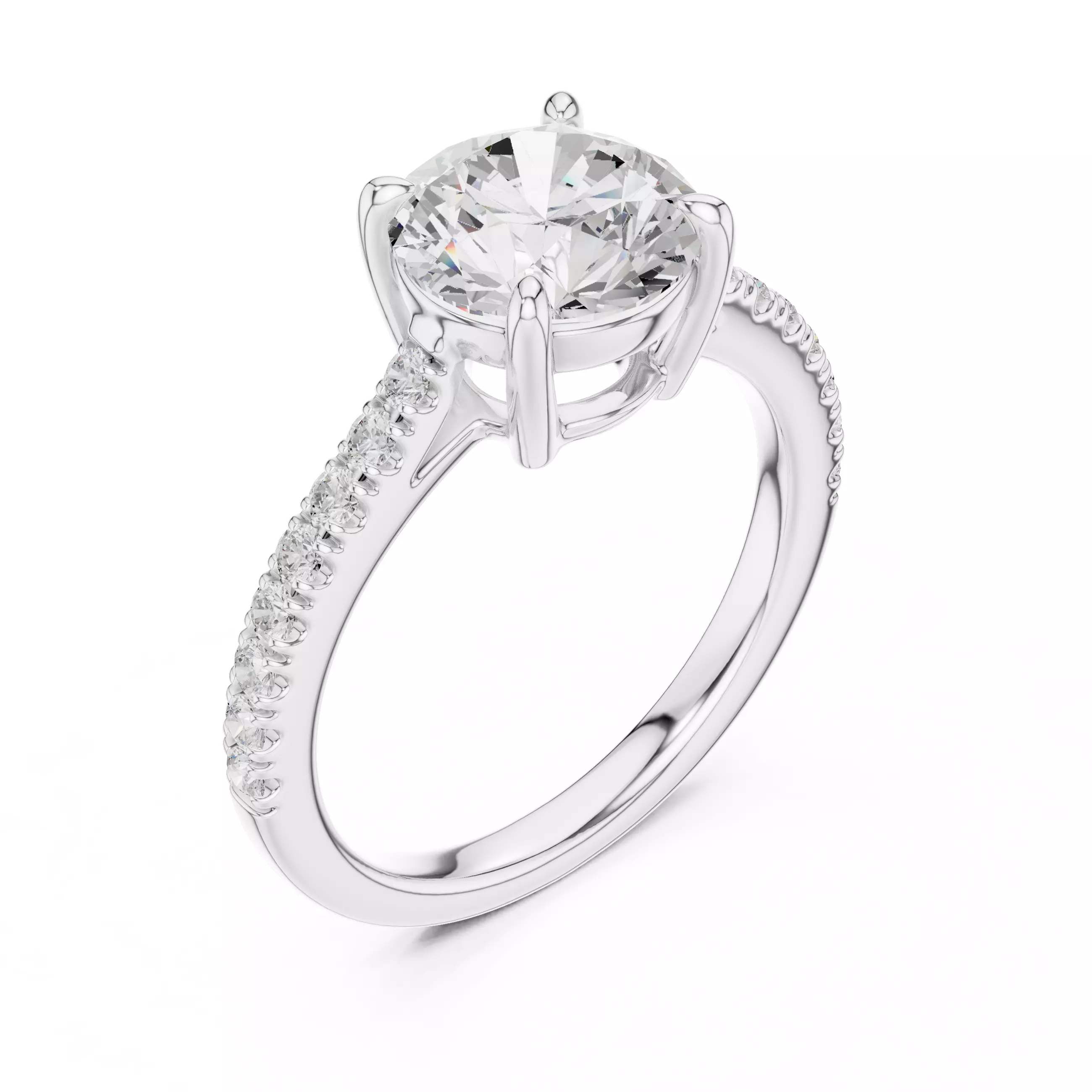 2CT Round Cut Diamond Engagement Wedding Ring 3DM STL Video 3D print model_10