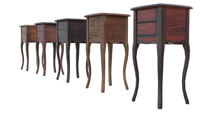 Tall Side Wood Table Low-poly 3D model