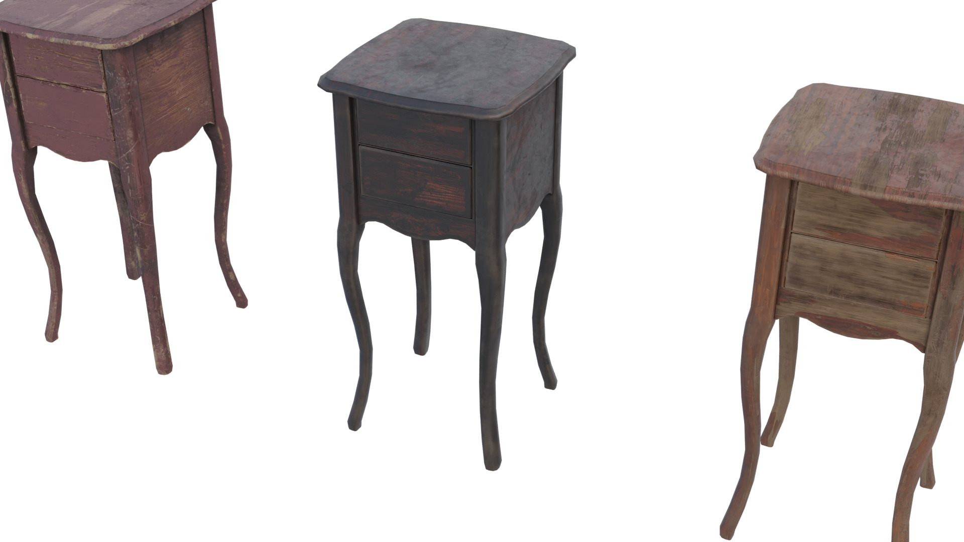 Tall Side Wood Table Low-poly 3D model_6