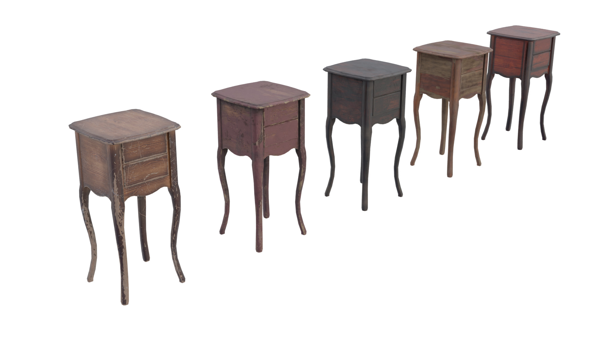 Tall Side Wood Table Low-poly 3D model_1