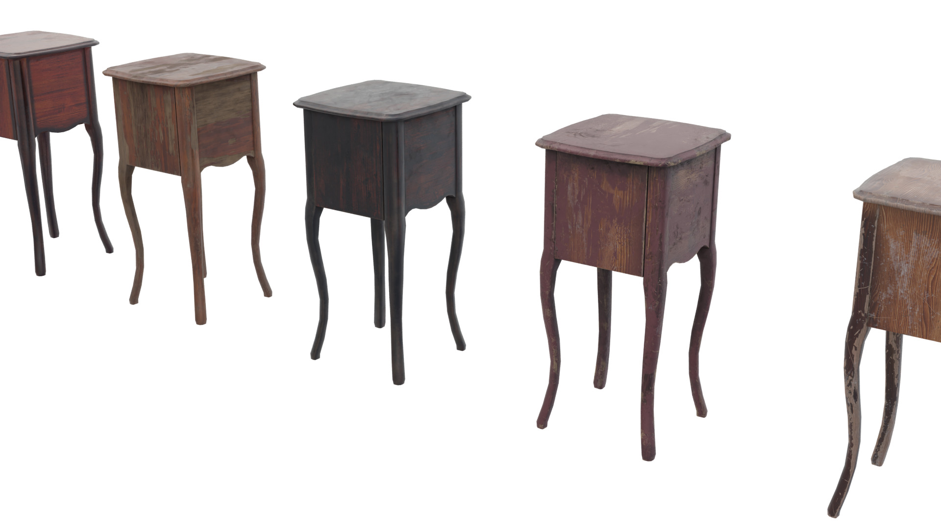 Tall Side Wood Table Low-poly 3D model_4