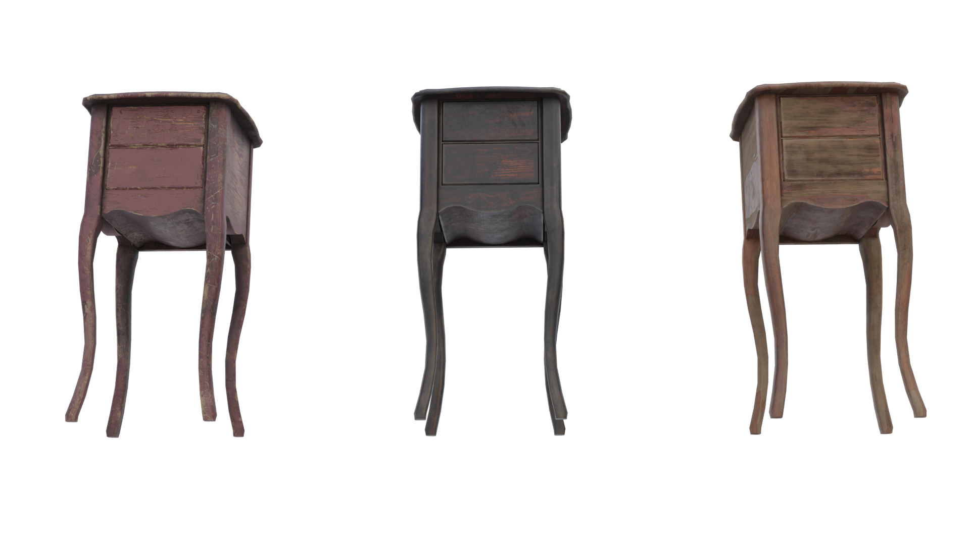 Tall Side Wood Table Low-poly 3D model_3