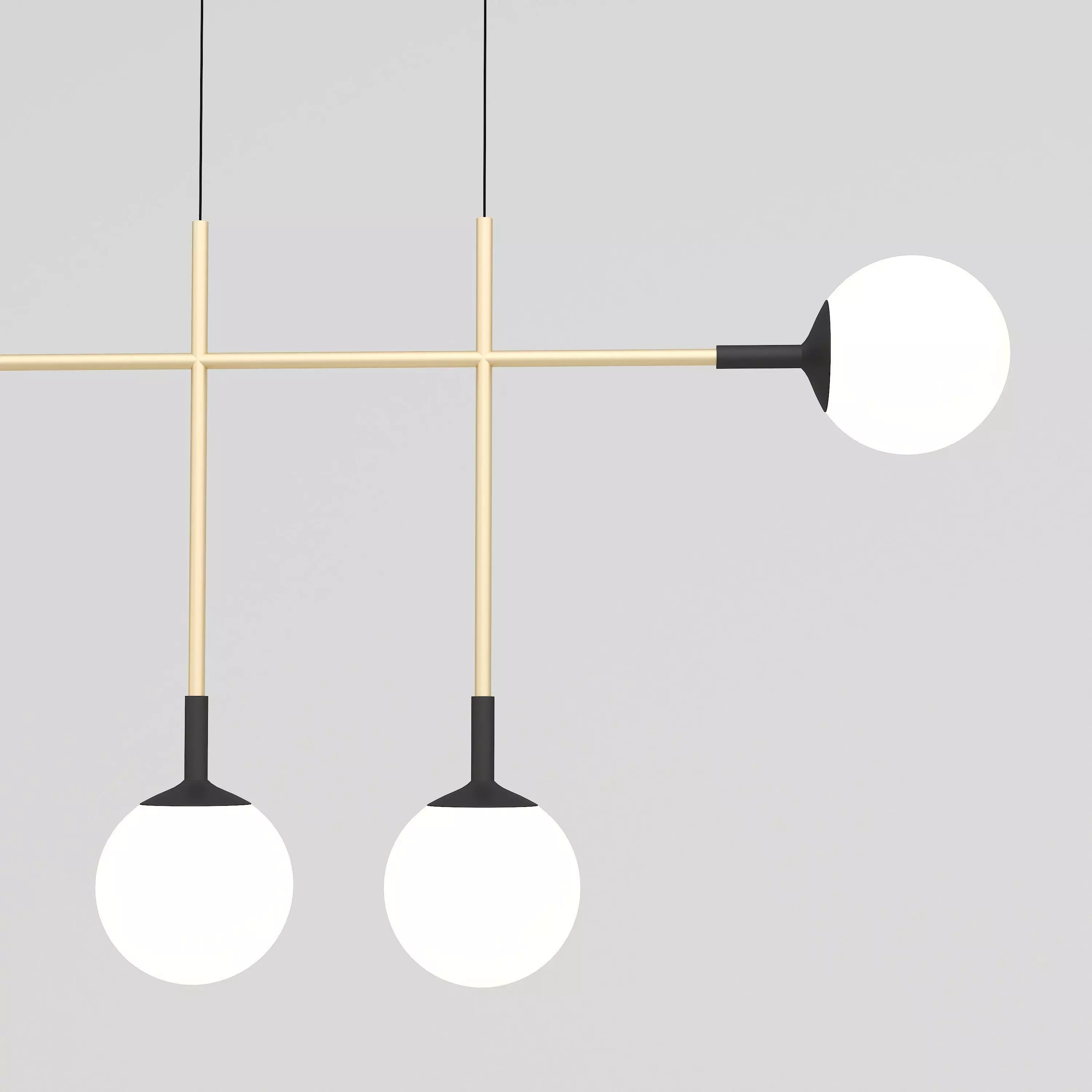 Golden and Black Ball Ceiling Light 3D model_0