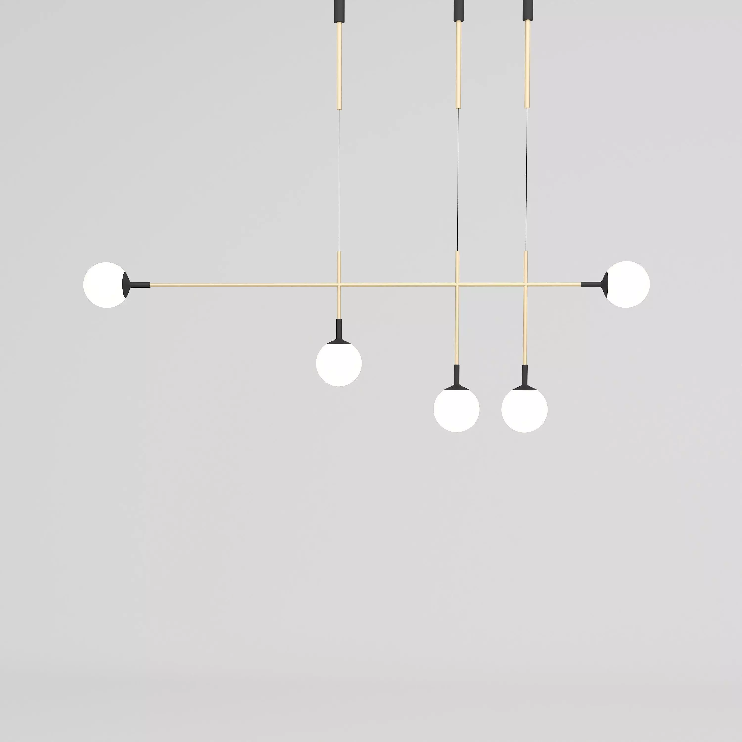 Golden and Black Ball Ceiling Light 3D model_5