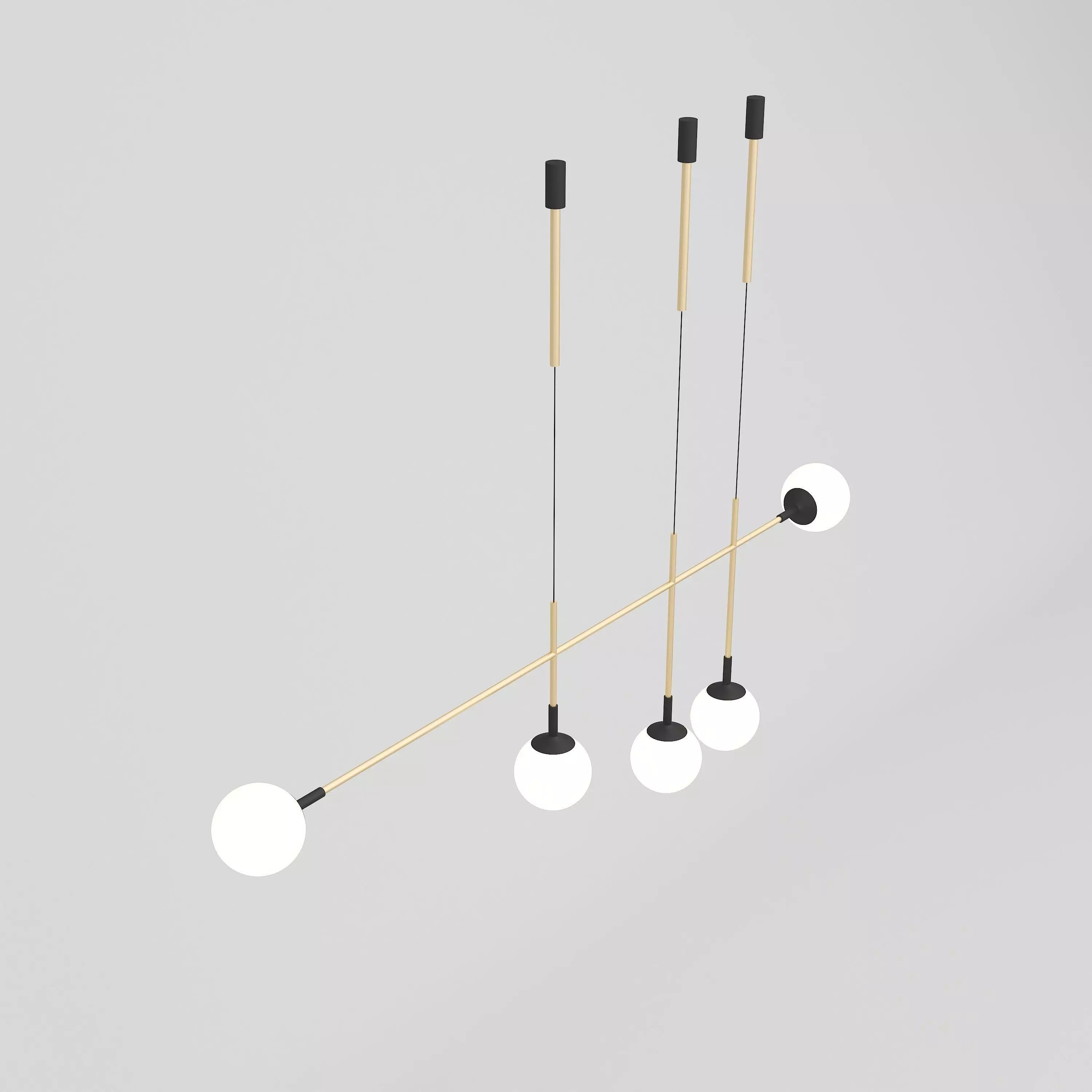 Golden and Black Ball Ceiling Light 3D model_1