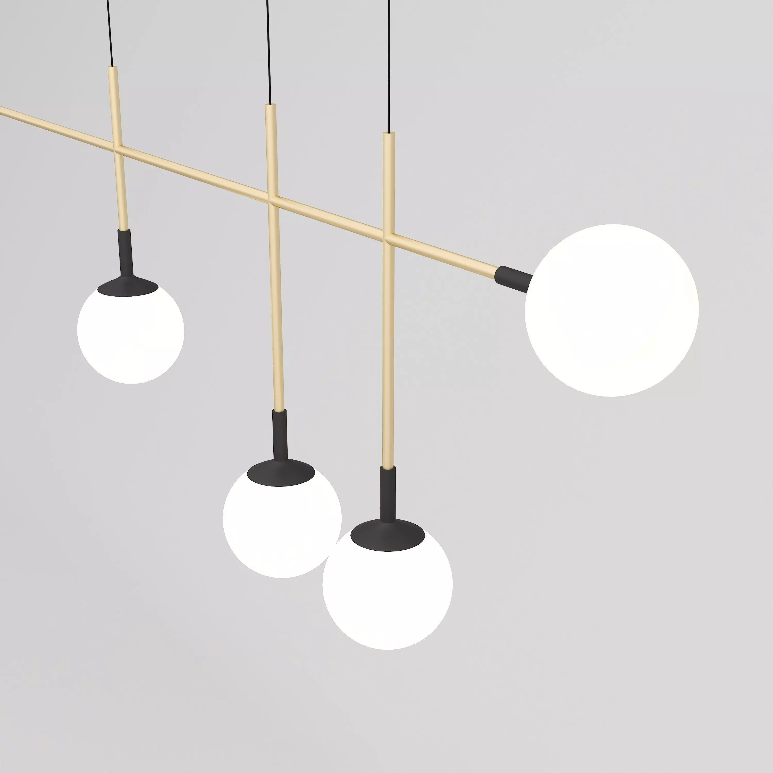 Golden and Black Ball Ceiling Light 3D model_6