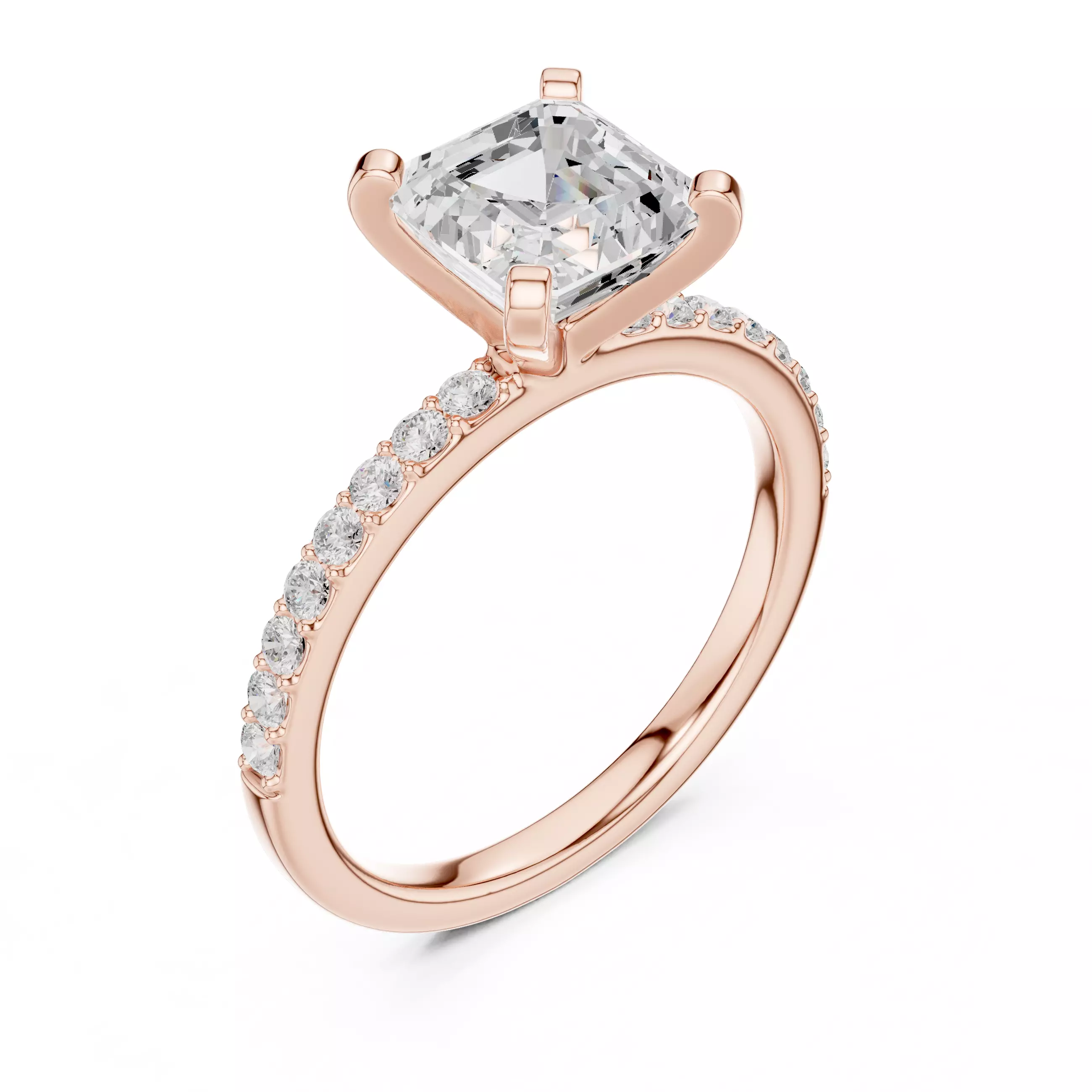 2CT Princess Cut Diamond Engagement Wedding Ring 3DM STL Video 3D print model_4