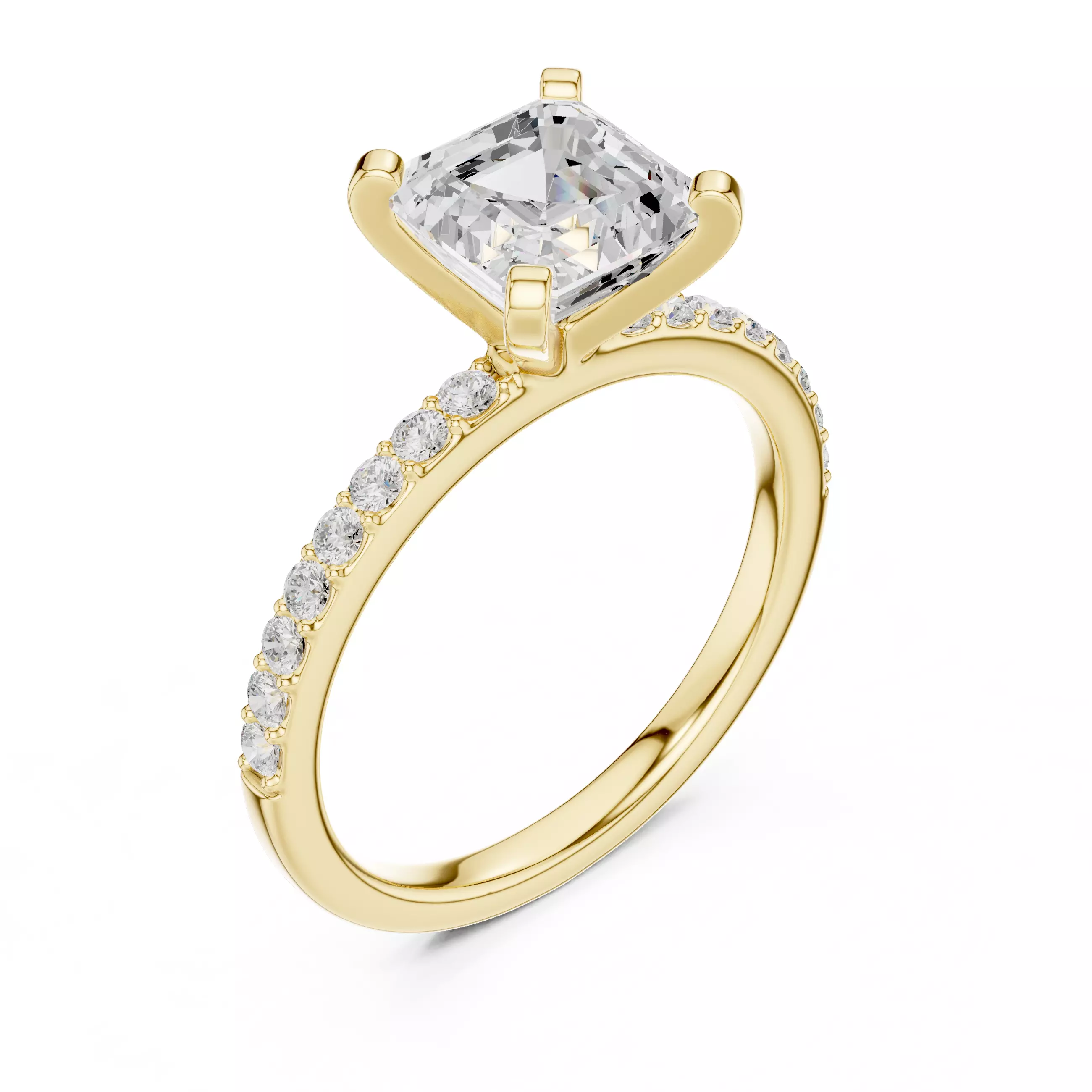 2CT Princess Cut Diamond Engagement Wedding Ring 3DM STL Video 3D print model_7