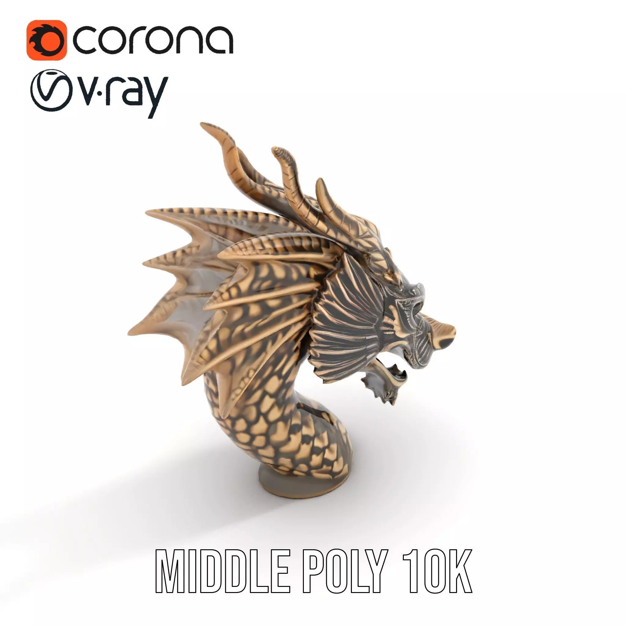 Bronze Dragon Head model pack Low-poly 3D model_6