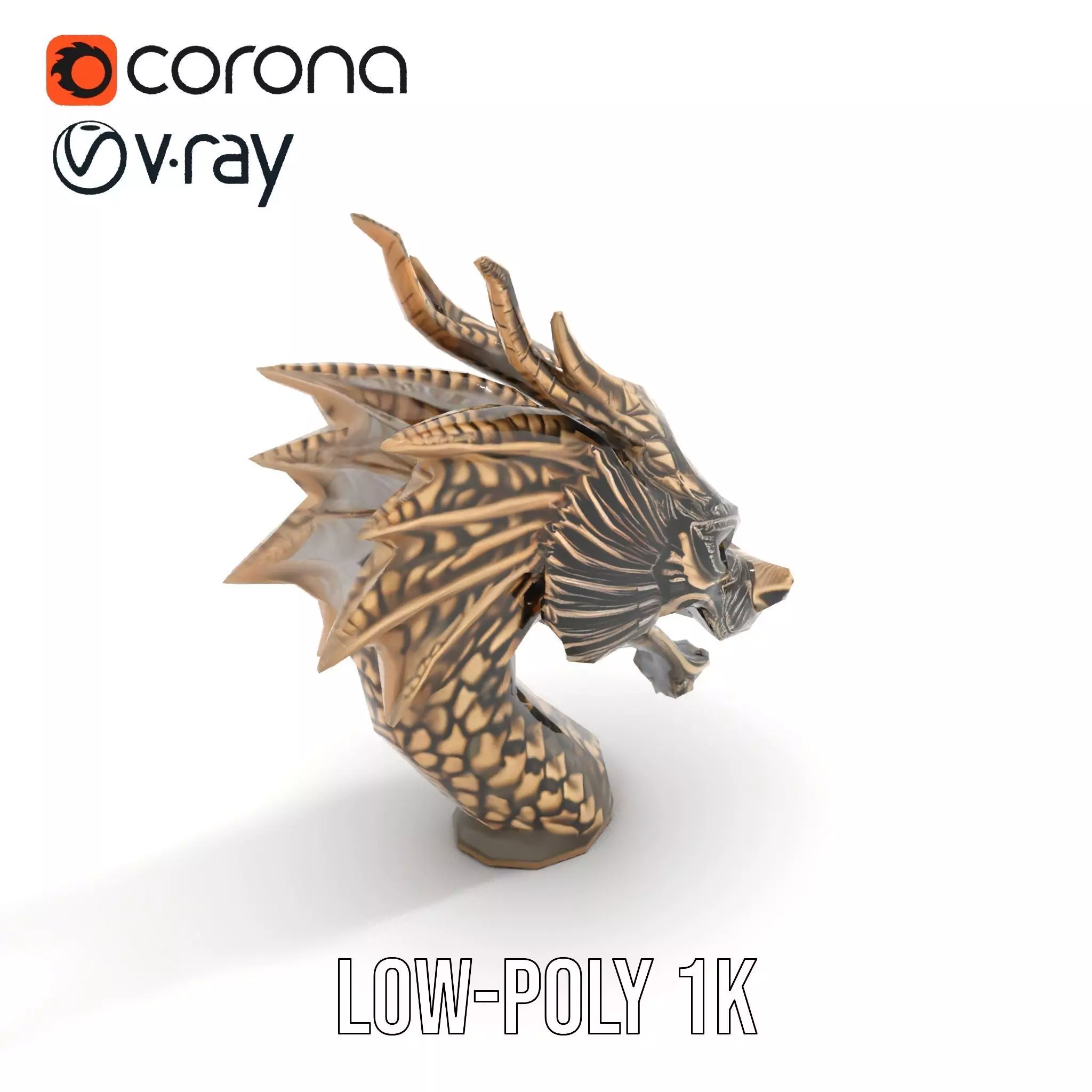 Bronze Dragon Head model pack Low-poly 3D model_20