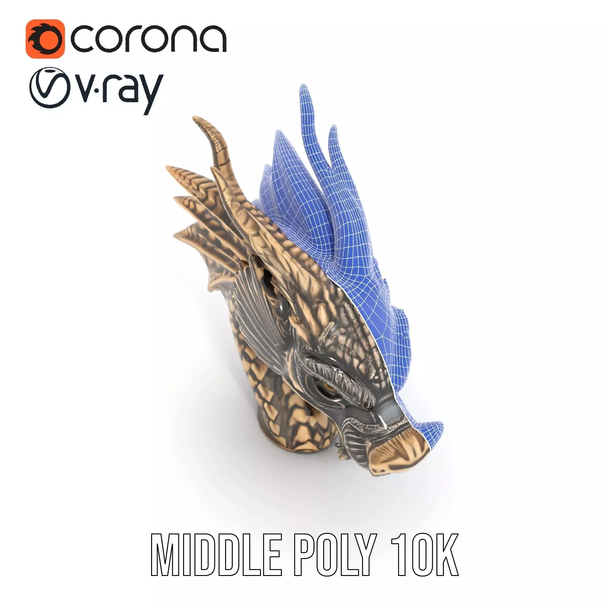 Bronze Dragon Head model pack Low-poly 3D model_25