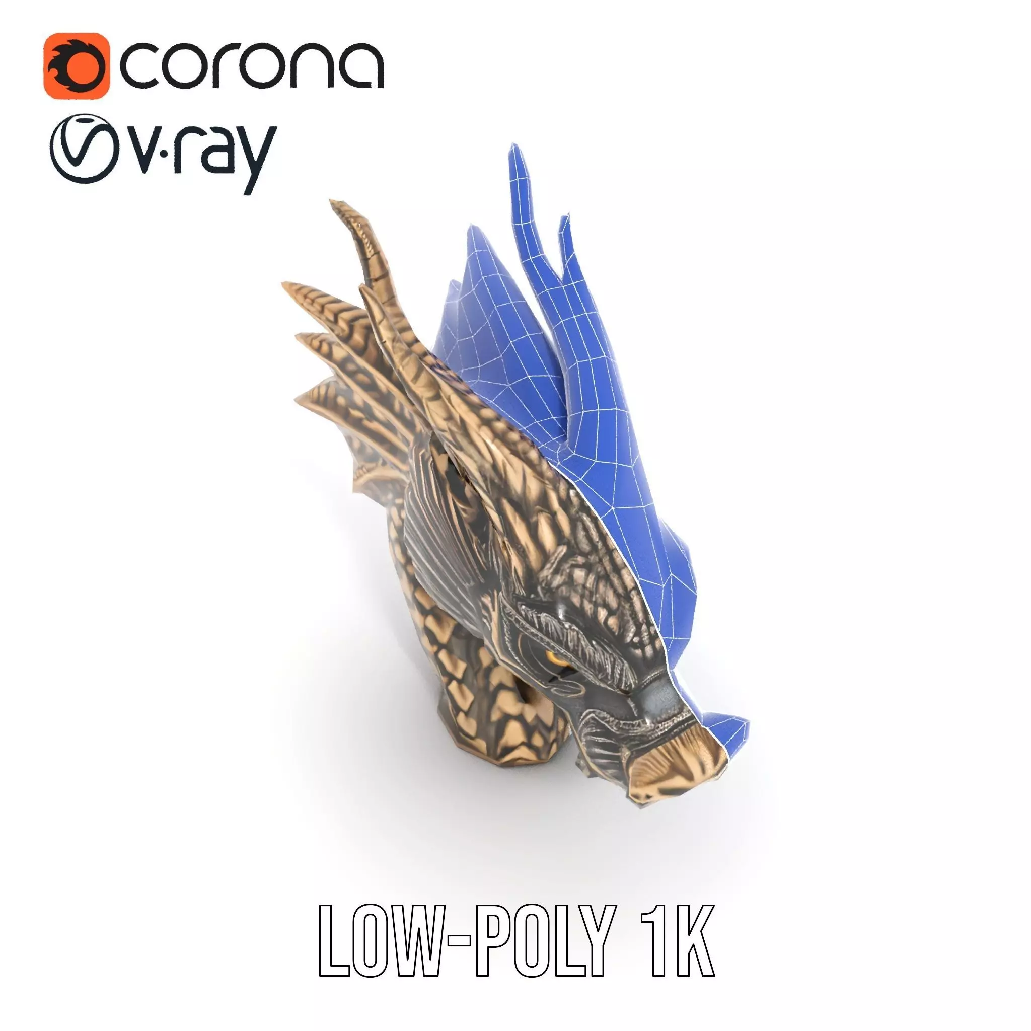 Bronze Dragon Head model pack Low-poly 3D model_23