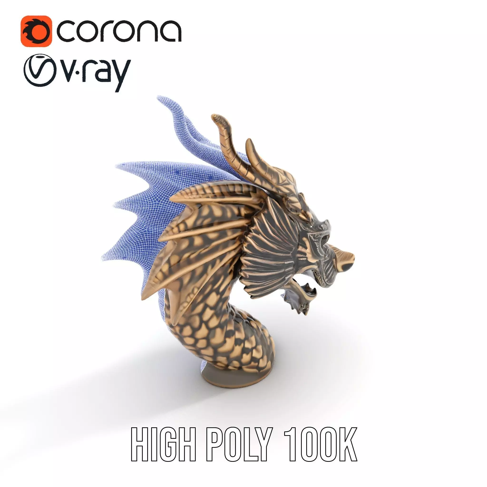 Bronze Dragon Head model pack Low-poly 3D model_27