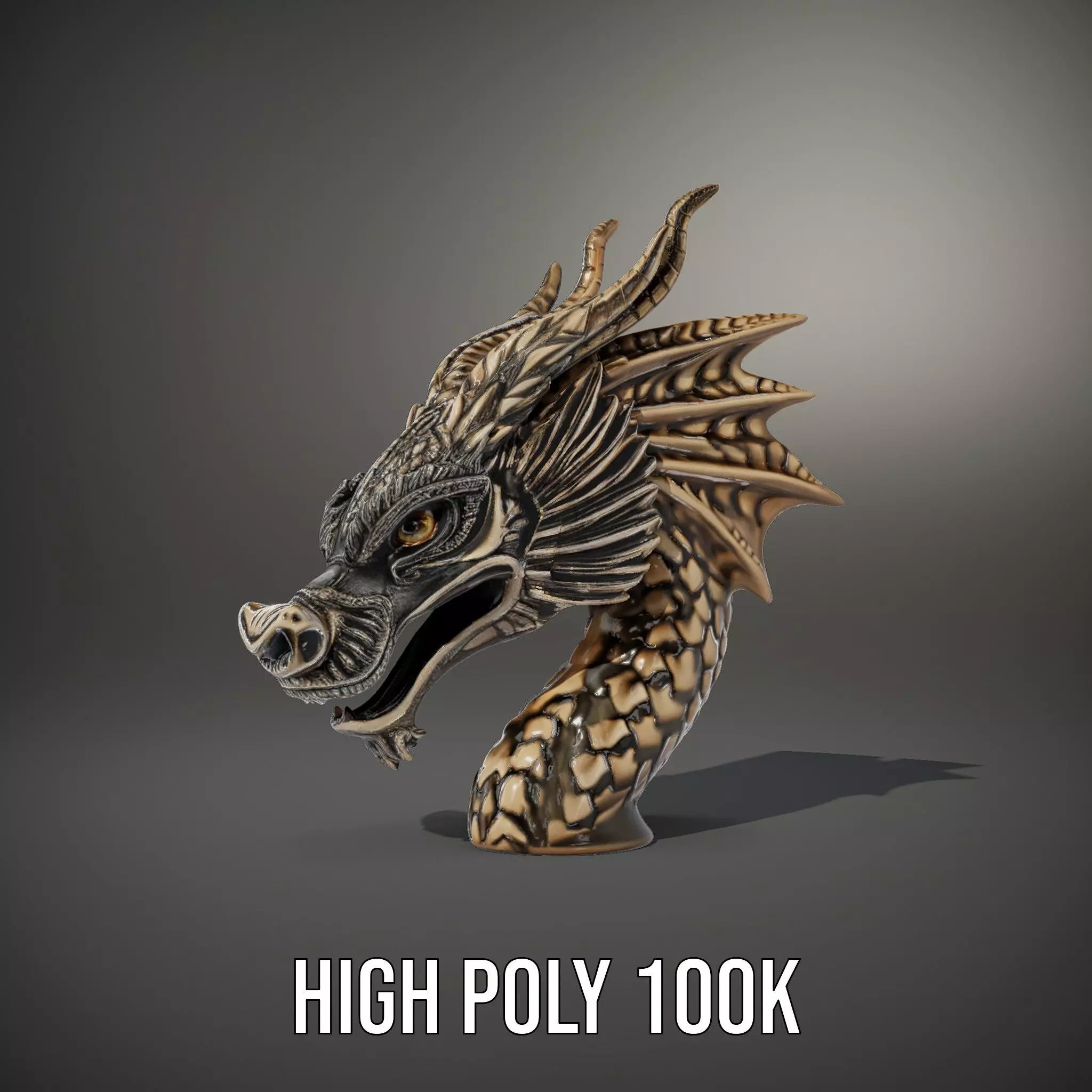 Bronze Dragon Head model pack Low-poly 3D model_11