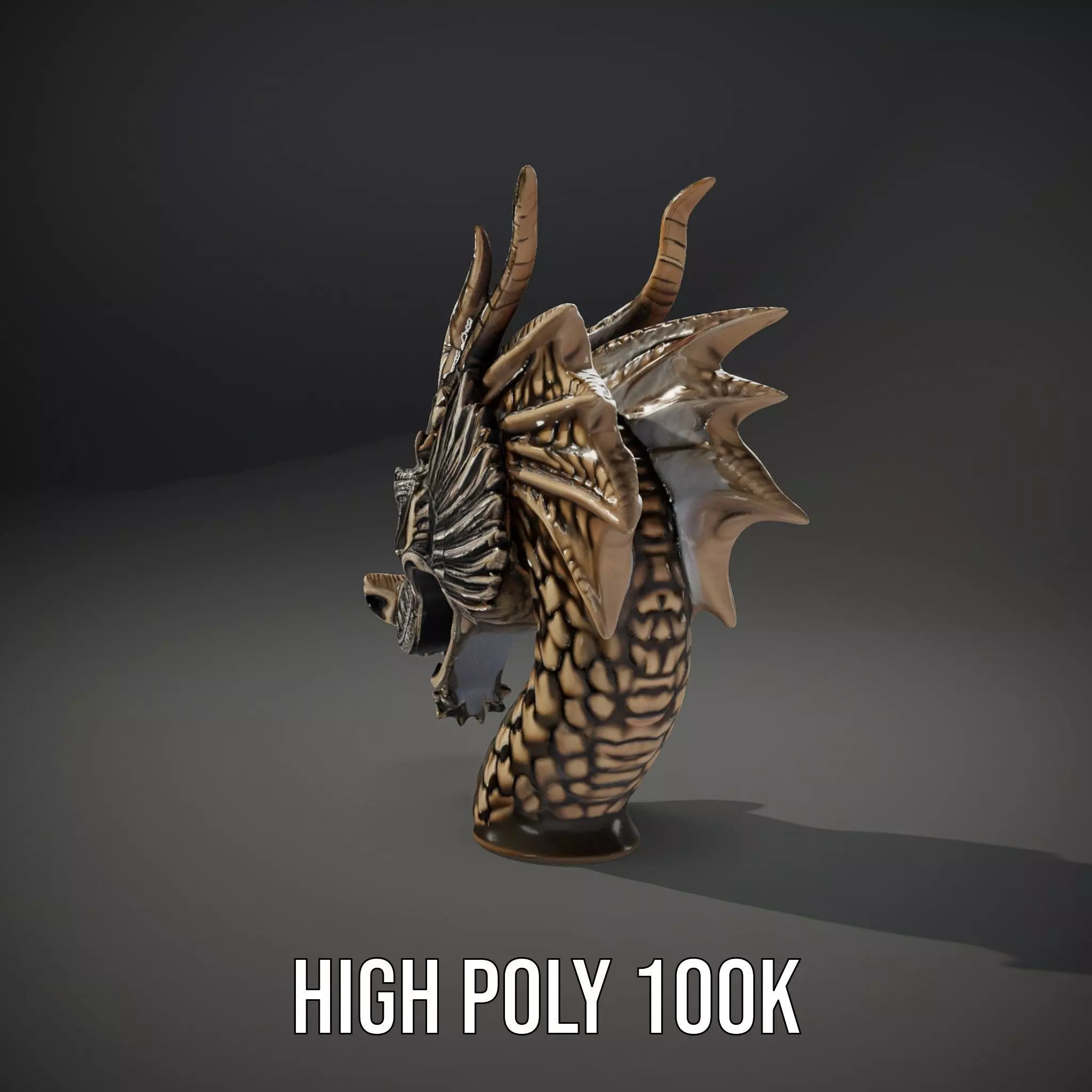 Bronze Dragon Head model pack Low-poly 3D model_9
