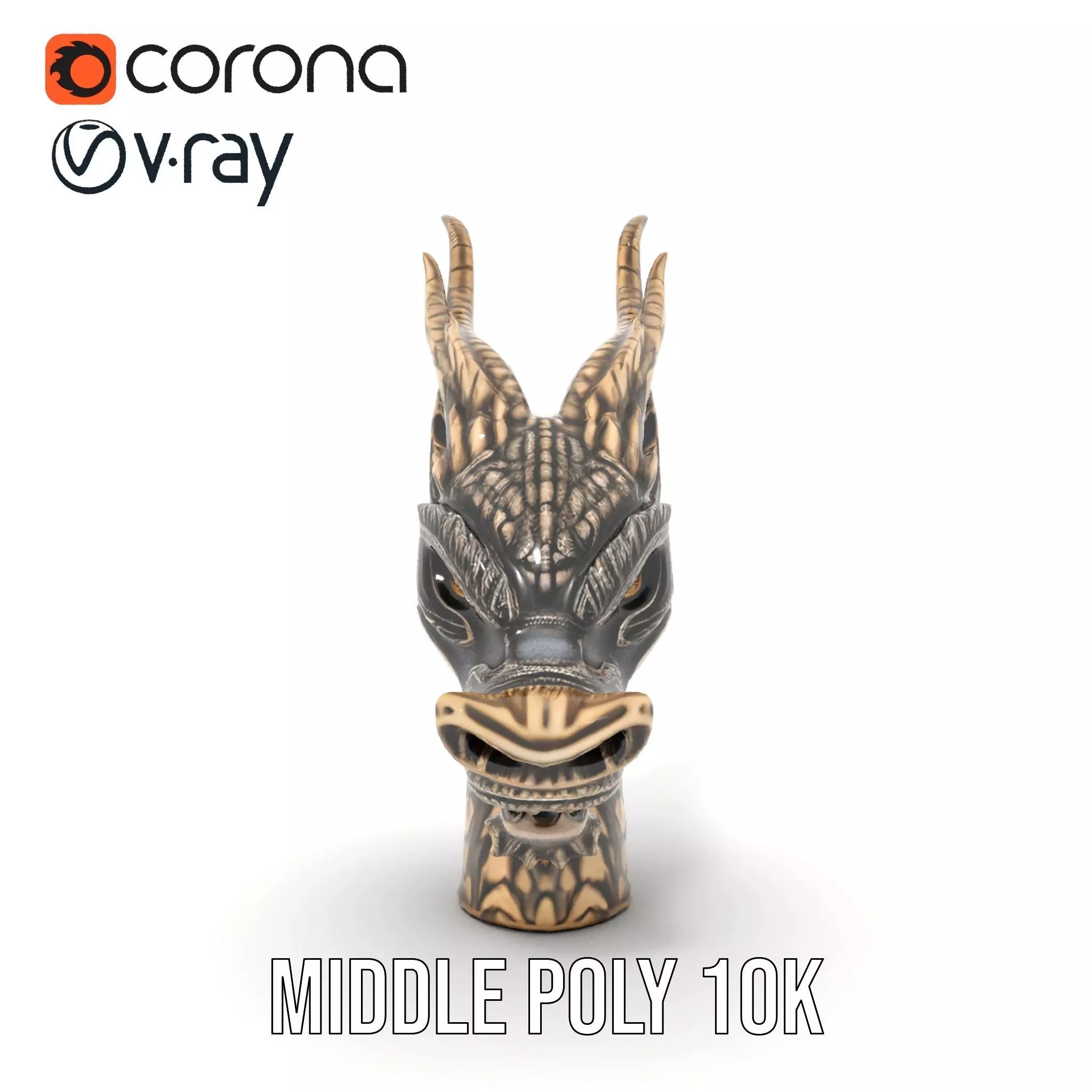 Bronze Dragon Head model pack Low-poly 3D model_16