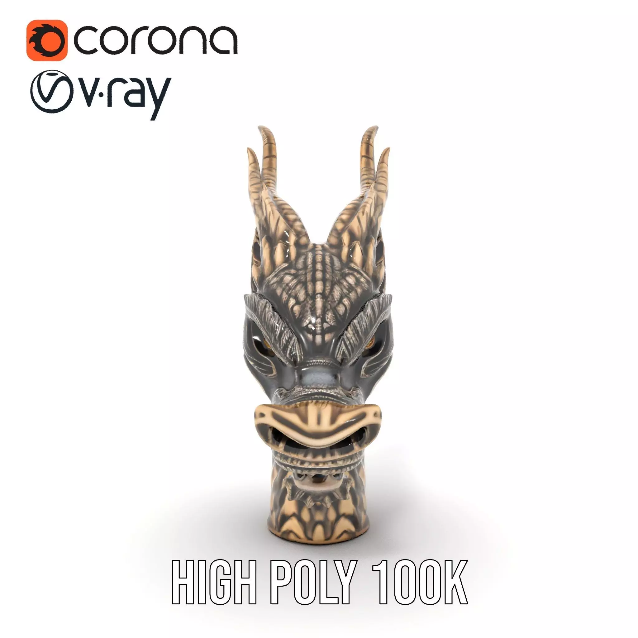 Bronze Dragon Head model pack Low-poly 3D model_33