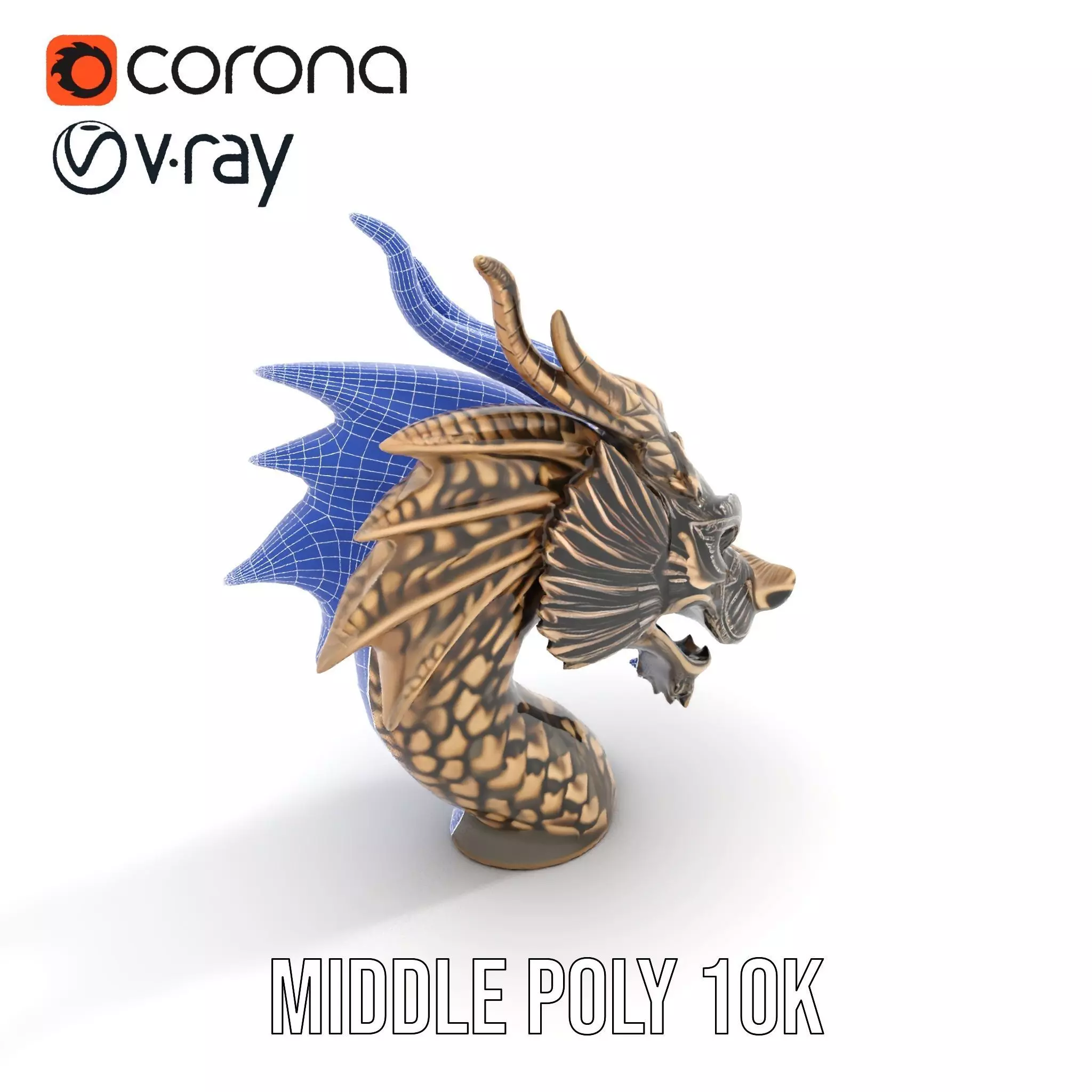 Bronze Dragon Head model pack Low-poly 3D model_22