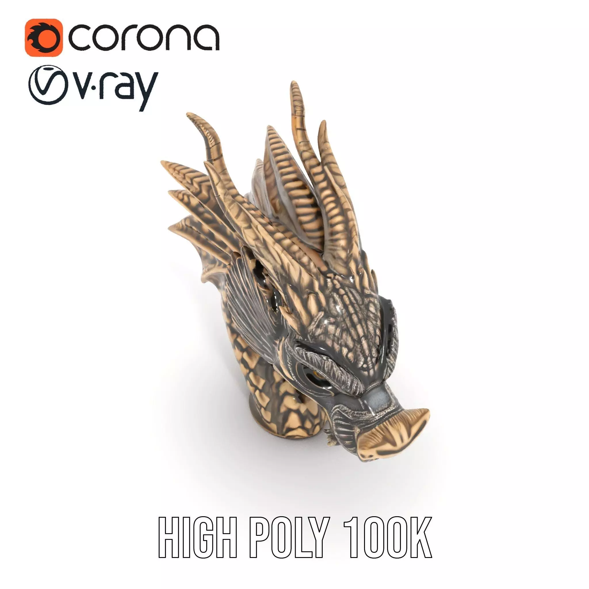 Bronze Dragon Head model pack Low-poly 3D model_18
