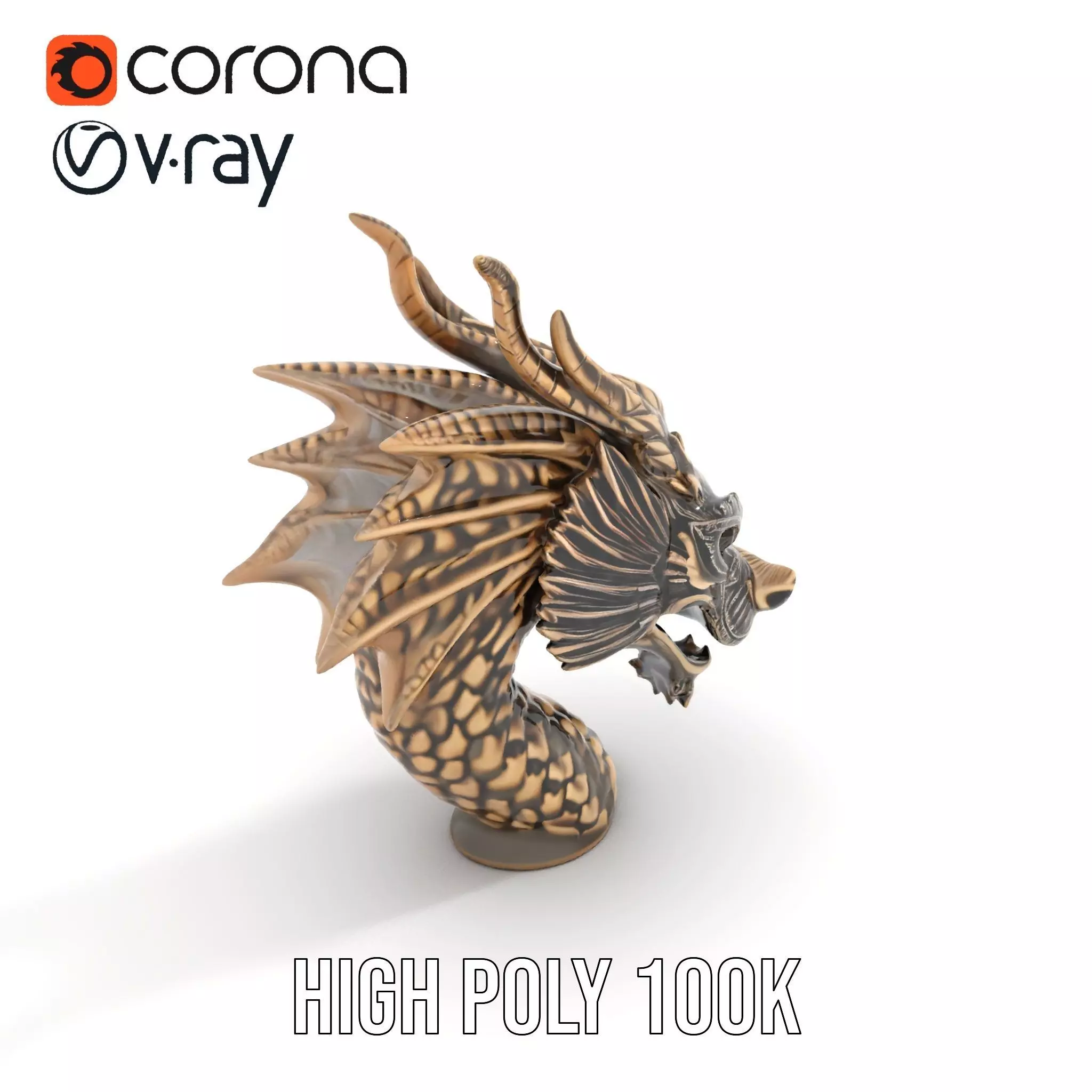 Bronze Dragon Head model pack Low-poly 3D model_21