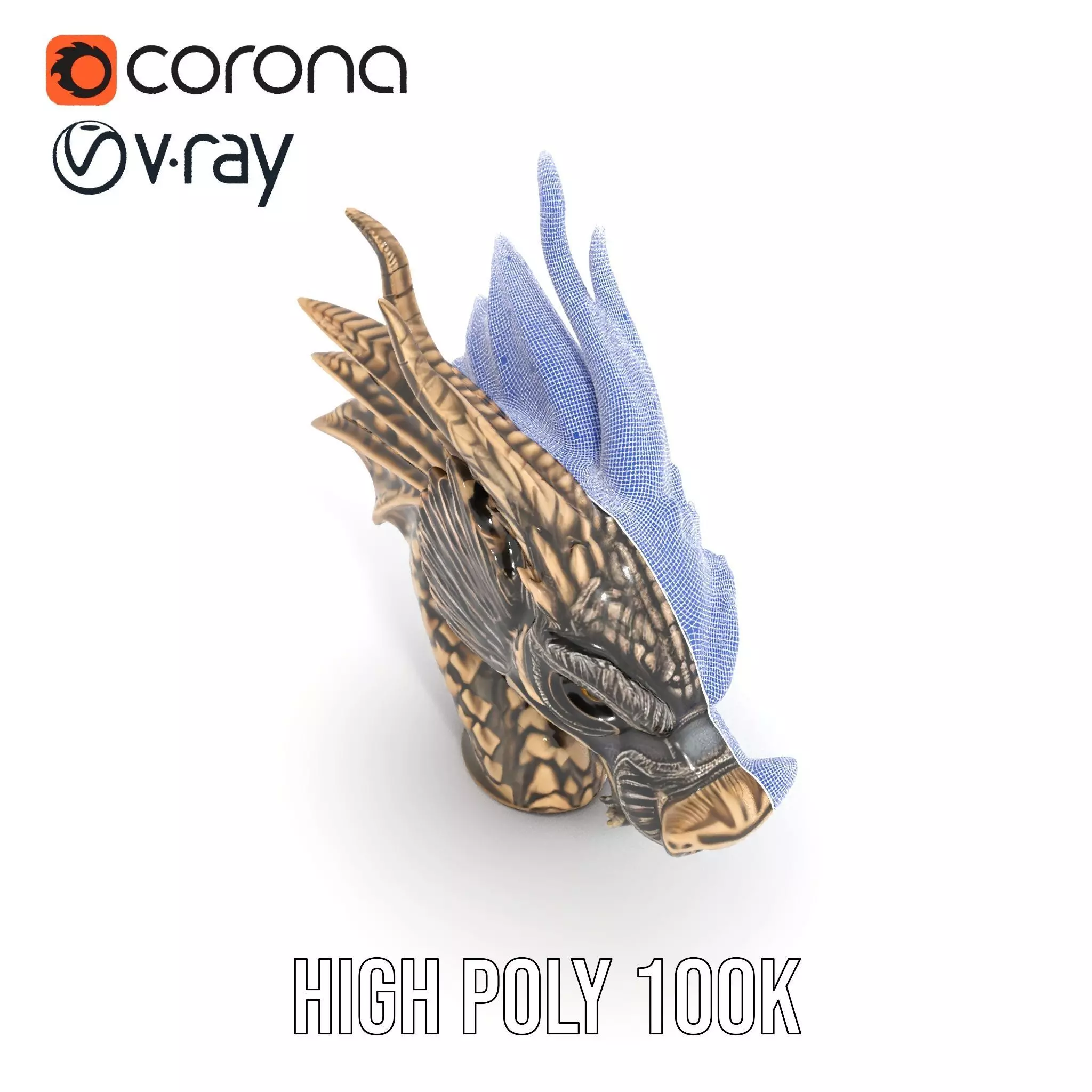 Bronze Dragon Head model pack Low-poly 3D model_35