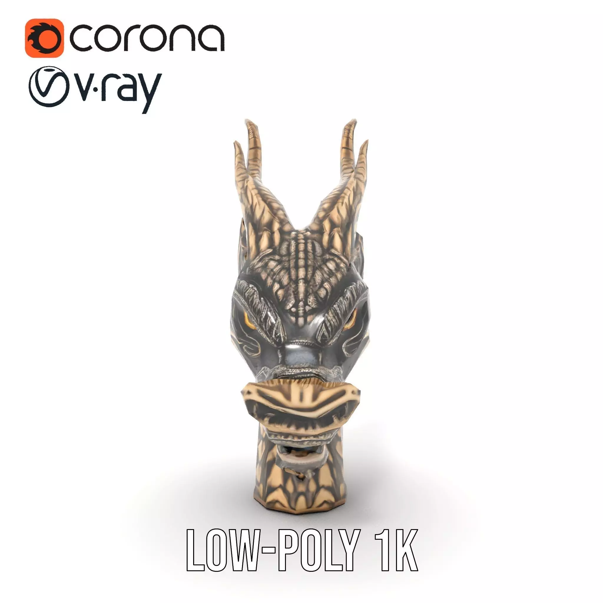 Bronze Dragon Head model pack Low-poly 3D model_13