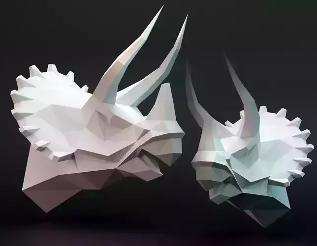 Triceratops two heads with horns Low-poly 3D model