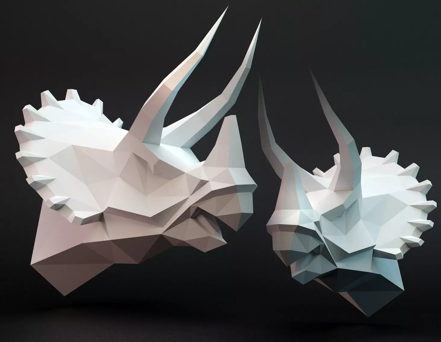 Triceratops two heads with horns Low-poly 3D model_0