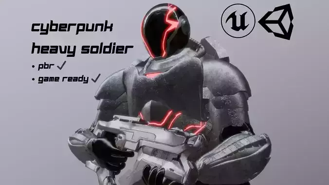 Cyberpunk Sci-Fi Heavy Soldier Armor Character PBR 3D model