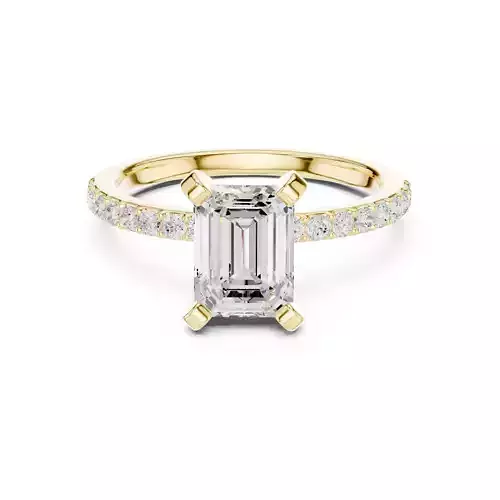 2CT Emerald Cut Diamond Engagement Wedding Ring 3DM STL Video 3D print model