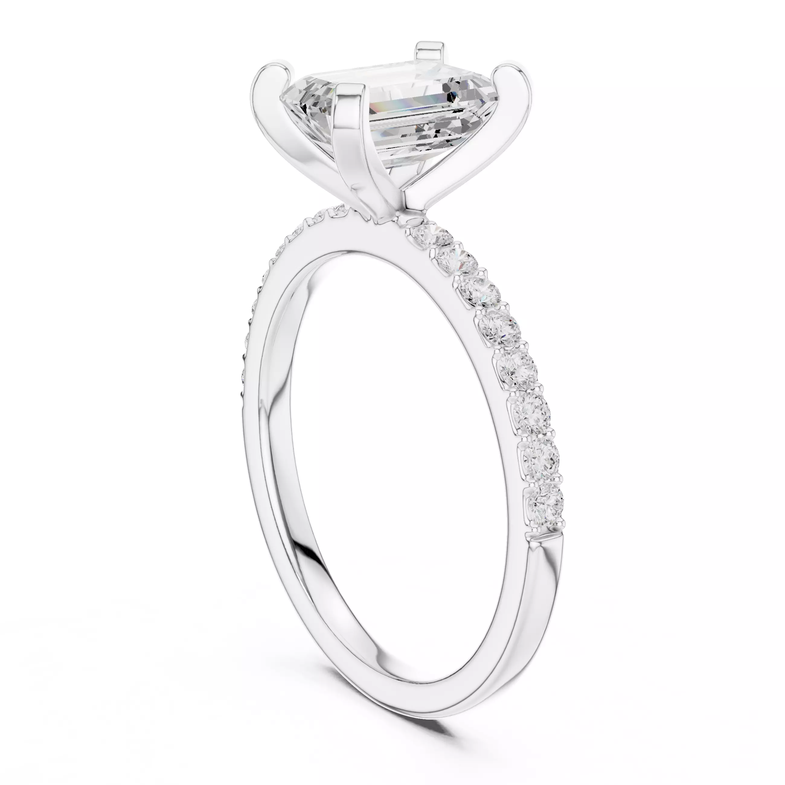 2CT Emerald Cut Diamond Engagement Wedding Ring 3DM STL Video 3D print model_9