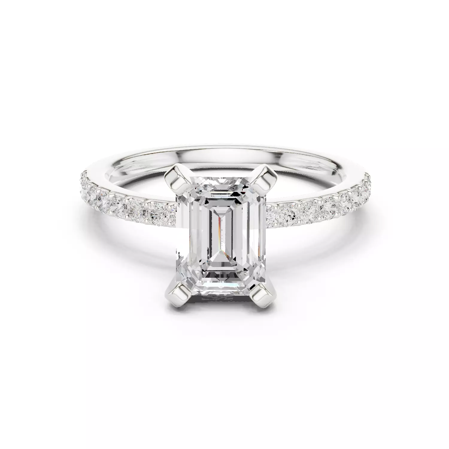 2CT Emerald Cut Diamond Engagement Wedding Ring 3DM STL Video 3D print model_14