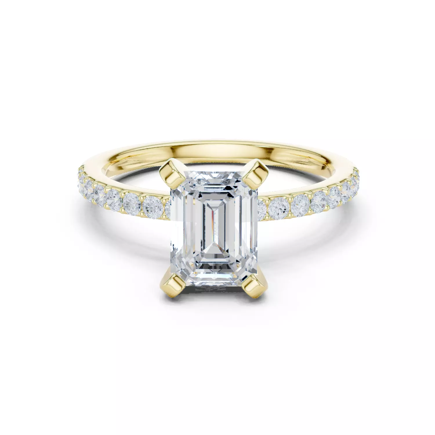 2CT Emerald Cut Diamond Engagement Wedding Ring 3DM STL Video 3D print model_13