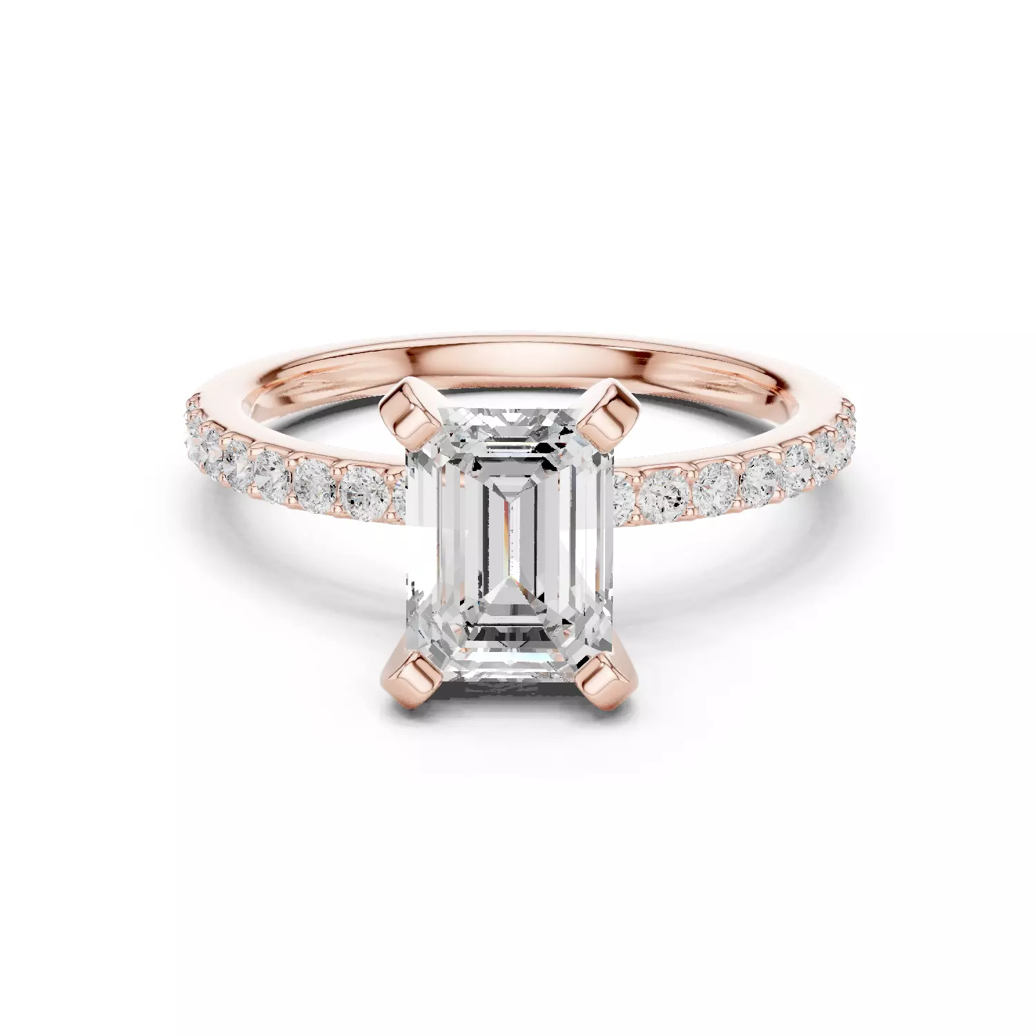 2CT Emerald Cut Diamond Engagement Wedding Ring 3DM STL Video 3D print model_12