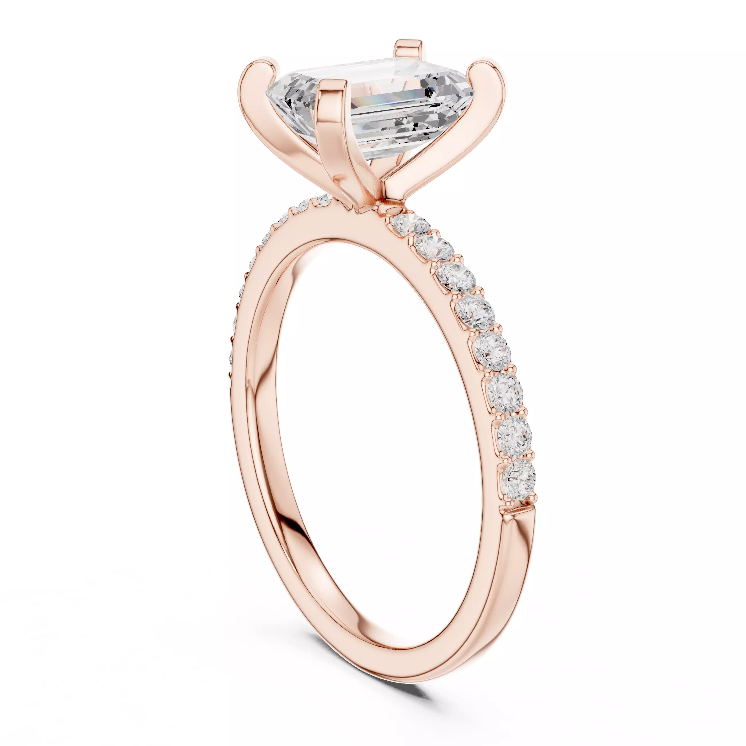 2CT Emerald Cut Diamond Engagement Wedding Ring 3DM STL Video 3D print model_3