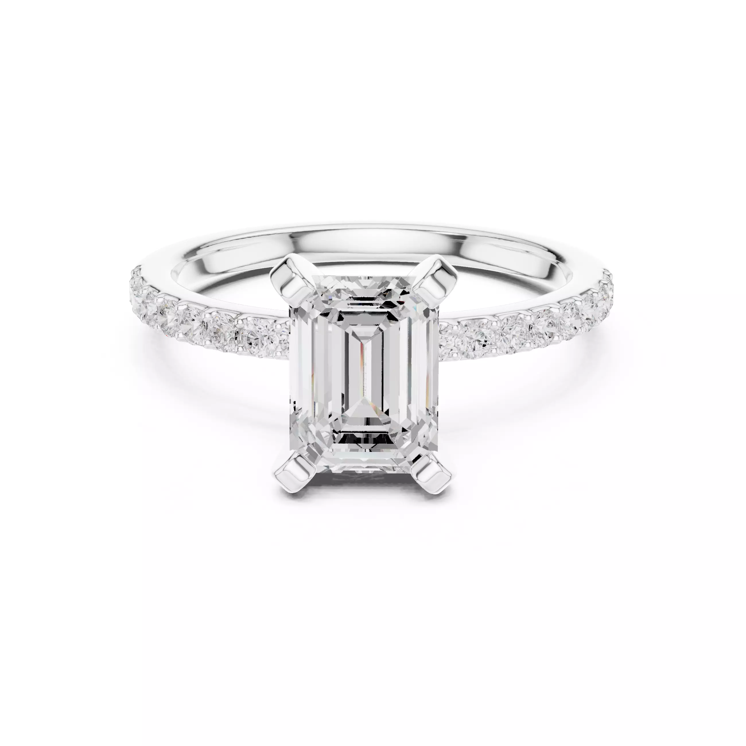 2CT Emerald Cut Diamond Engagement Wedding Ring 3DM STL Video 3D print model_2