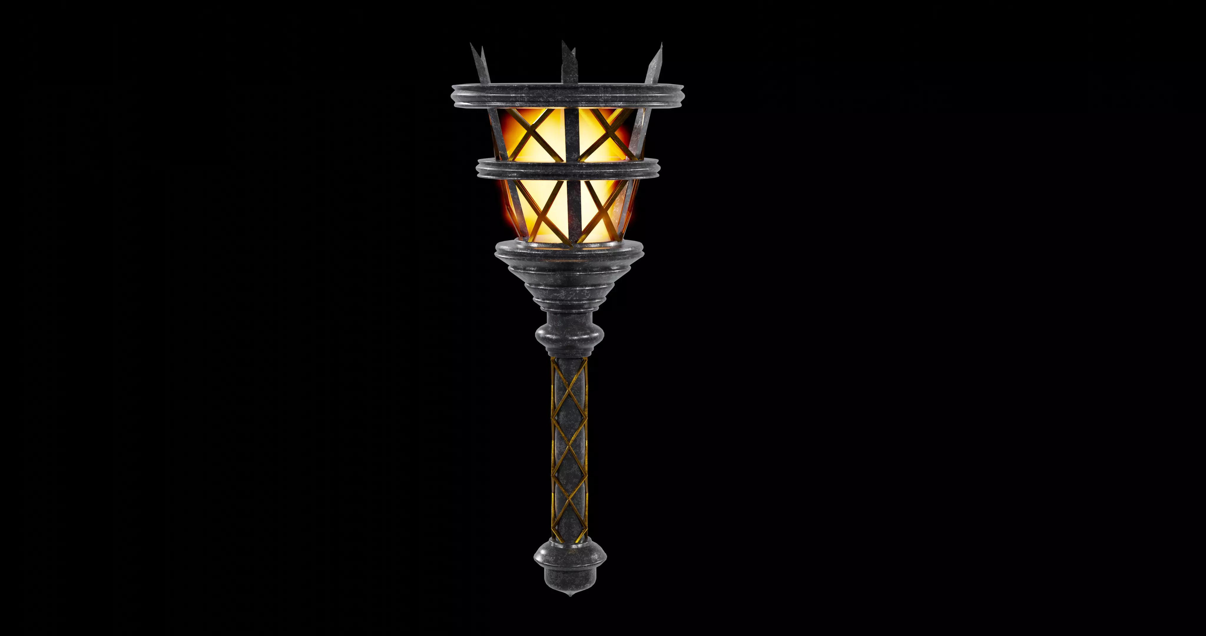 Medieval Fire Torch Game Ready 3D Model 3D model_2