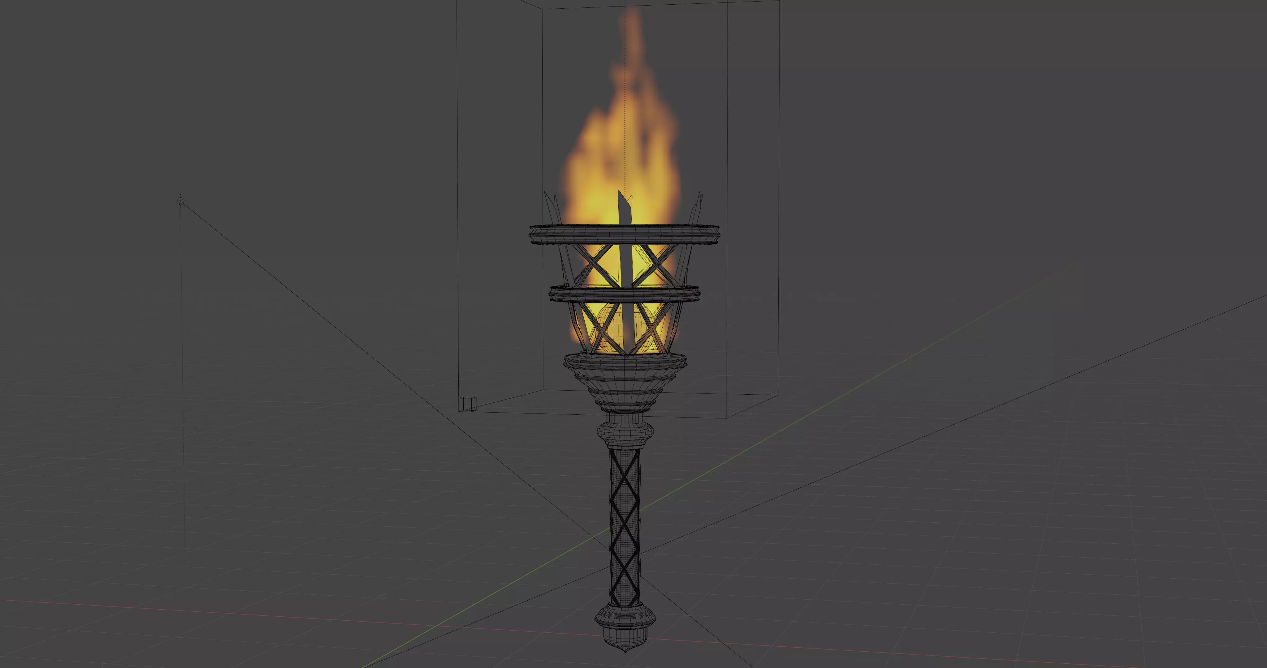 Medieval Fire Torch Game Ready 3D Model 3D model_9