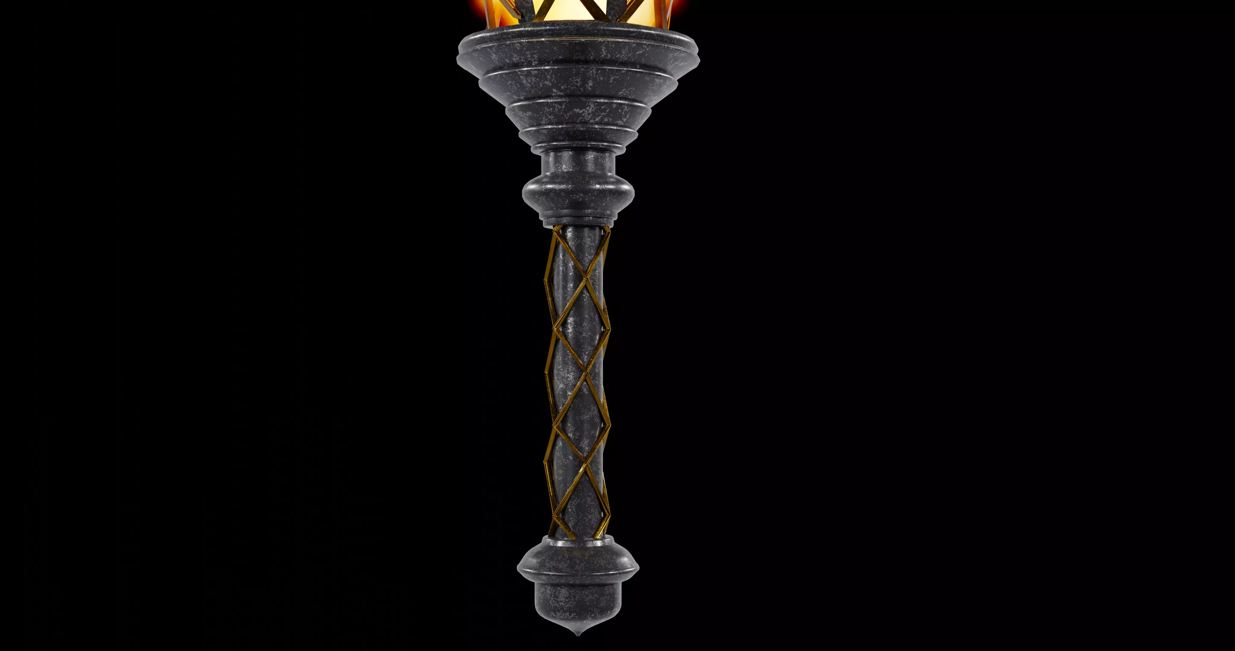 Medieval Fire Torch Game Ready 3D Model 3D model_4