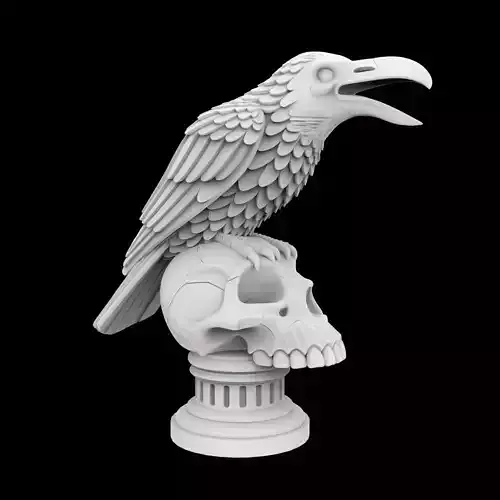 Cawing Raven Skull Totem 3D Print Model 3D print model