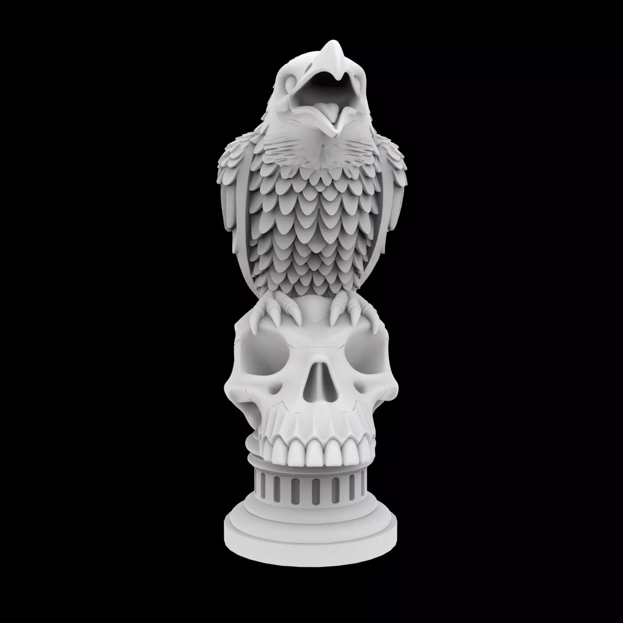 Cawing Raven Skull Totem 3D Print Model 3D print model_2