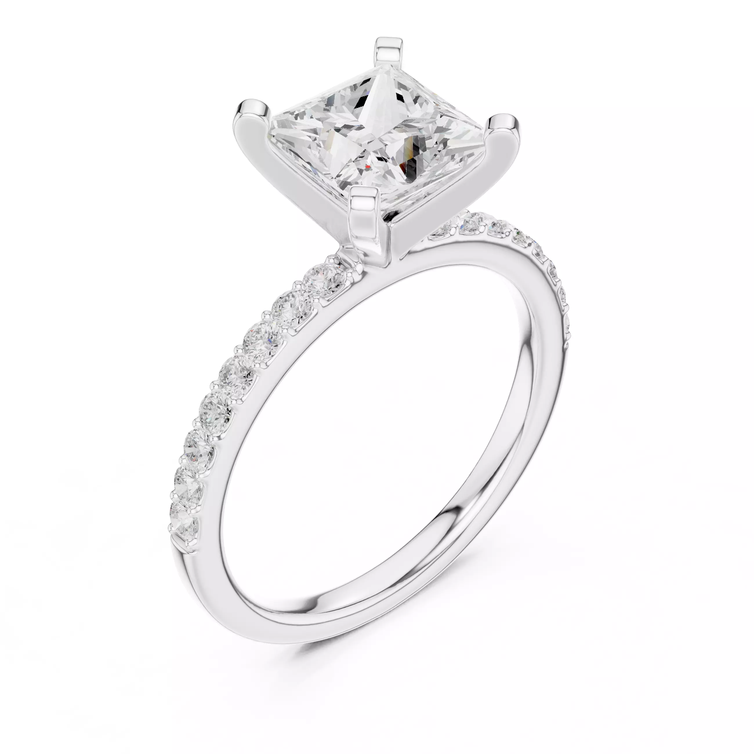 2CT Princess Cut Diamond Engagement Wedding Ring 3DM STL Video 3D print model_10