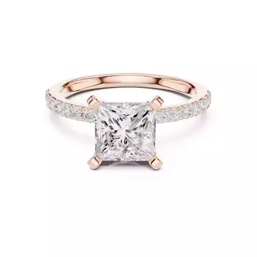 2CT Princess Cut Diamond Engagement Wedding Ring 3DM STL Video 3D print model