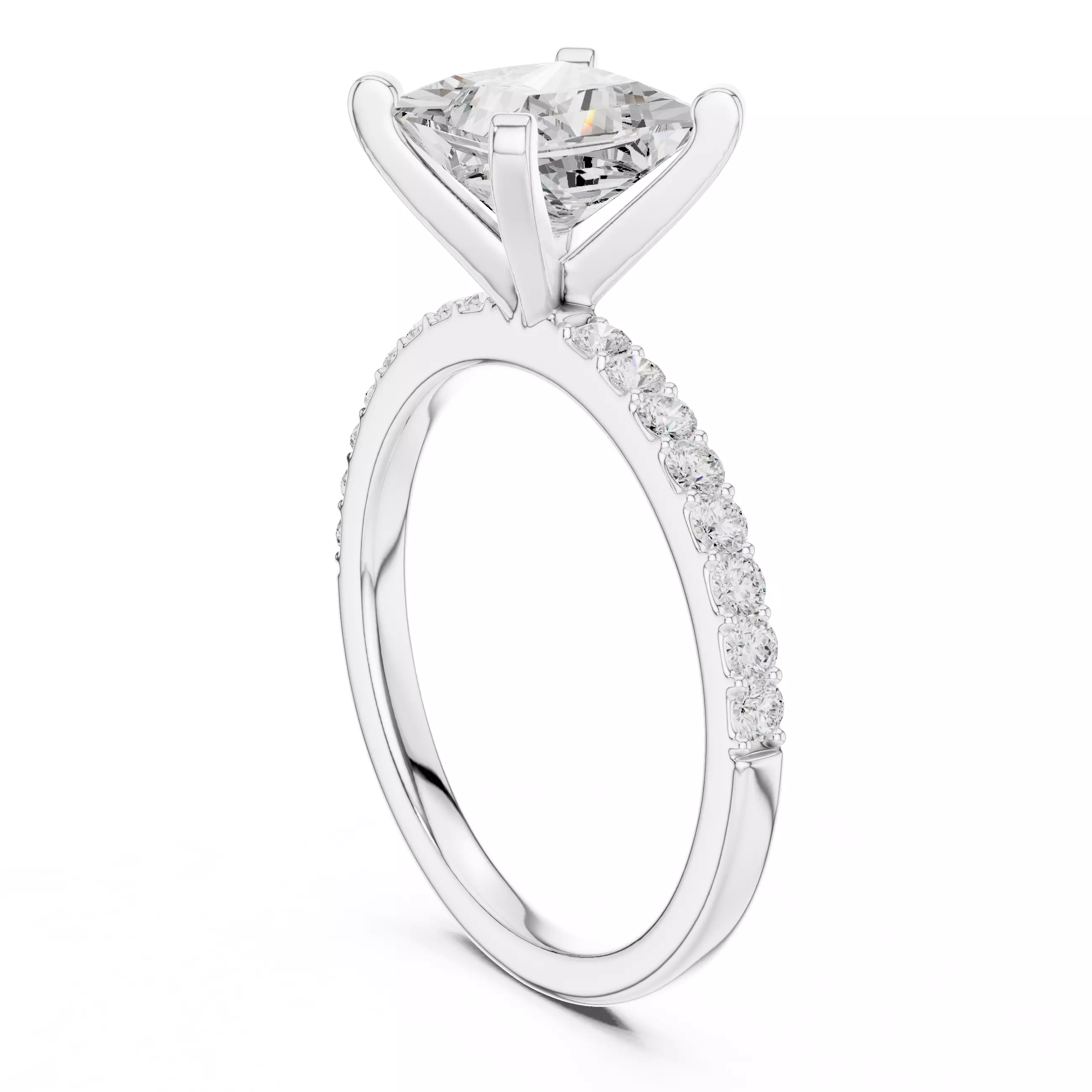 2CT Princess Cut Diamond Engagement Wedding Ring 3DM STL Video 3D print model_9