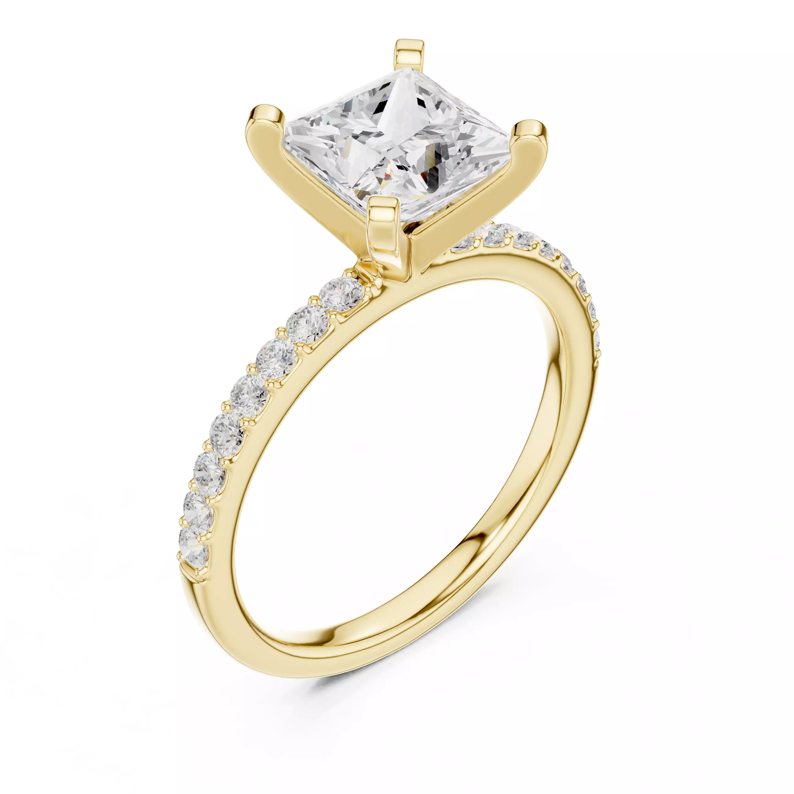 2CT Princess Cut Diamond Engagement Wedding Ring 3DM STL Video 3D print model_7