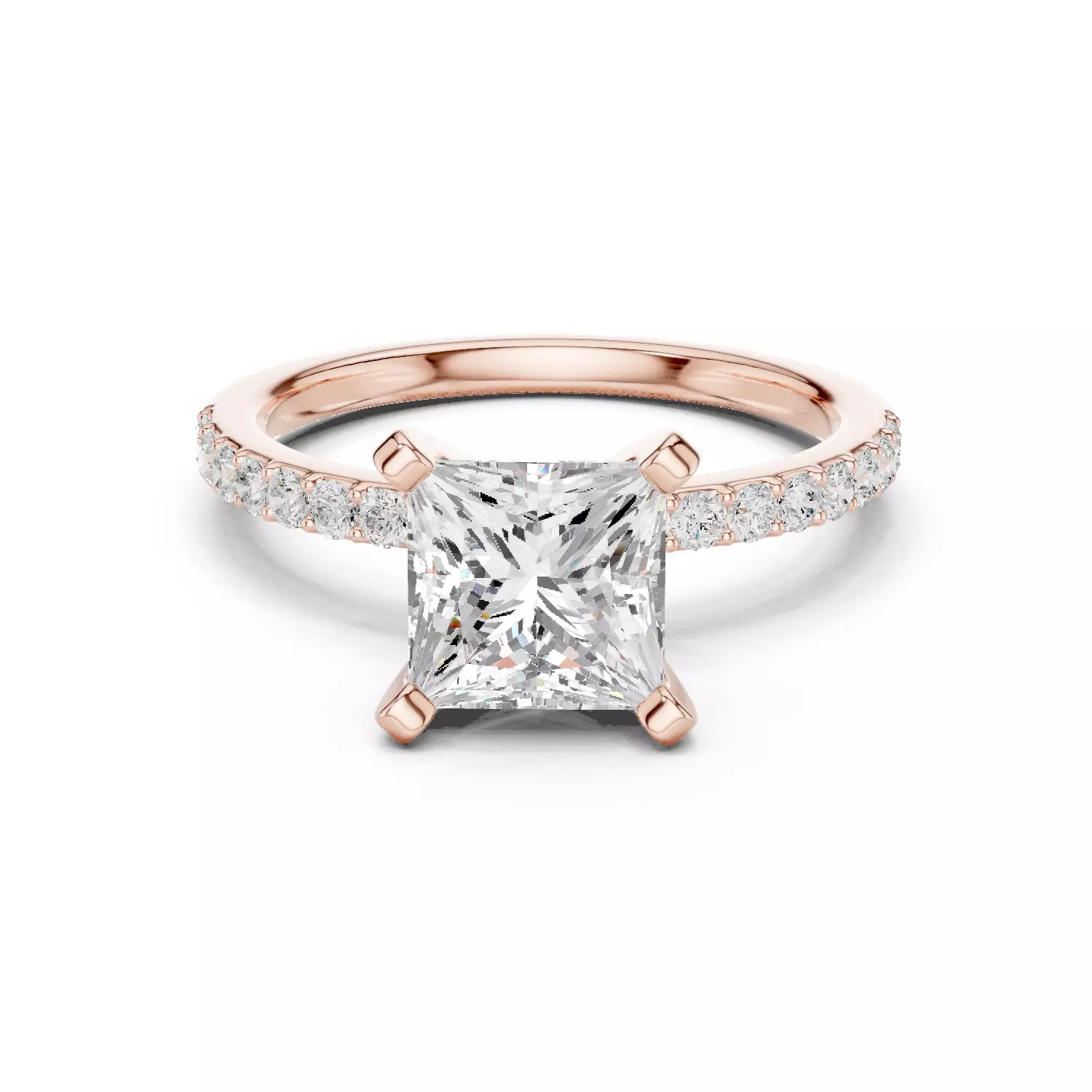 2CT Princess Cut Diamond Engagement Wedding Ring 3DM STL Video 3D print model_12