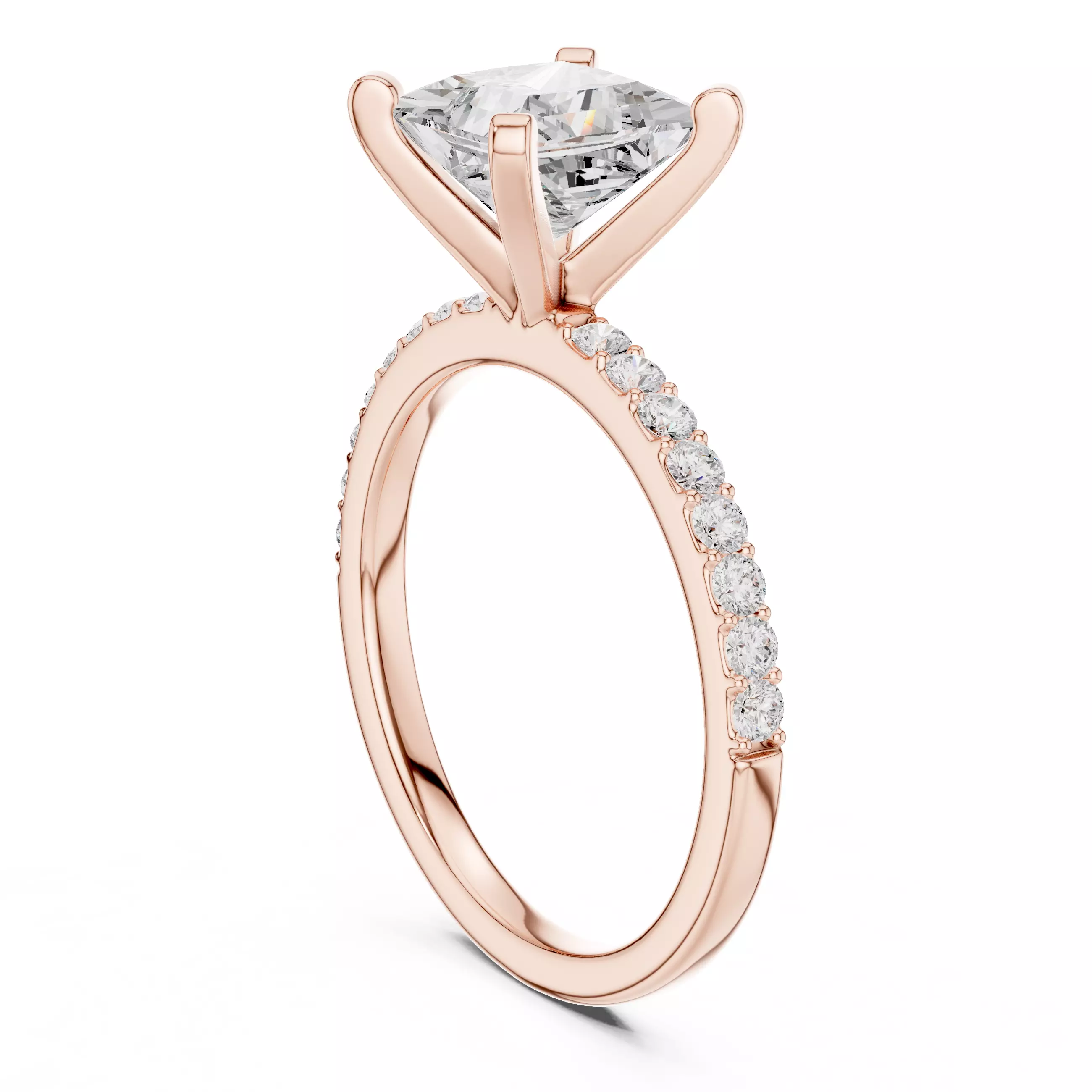 2CT Princess Cut Diamond Engagement Wedding Ring 3DM STL Video 3D print model_3