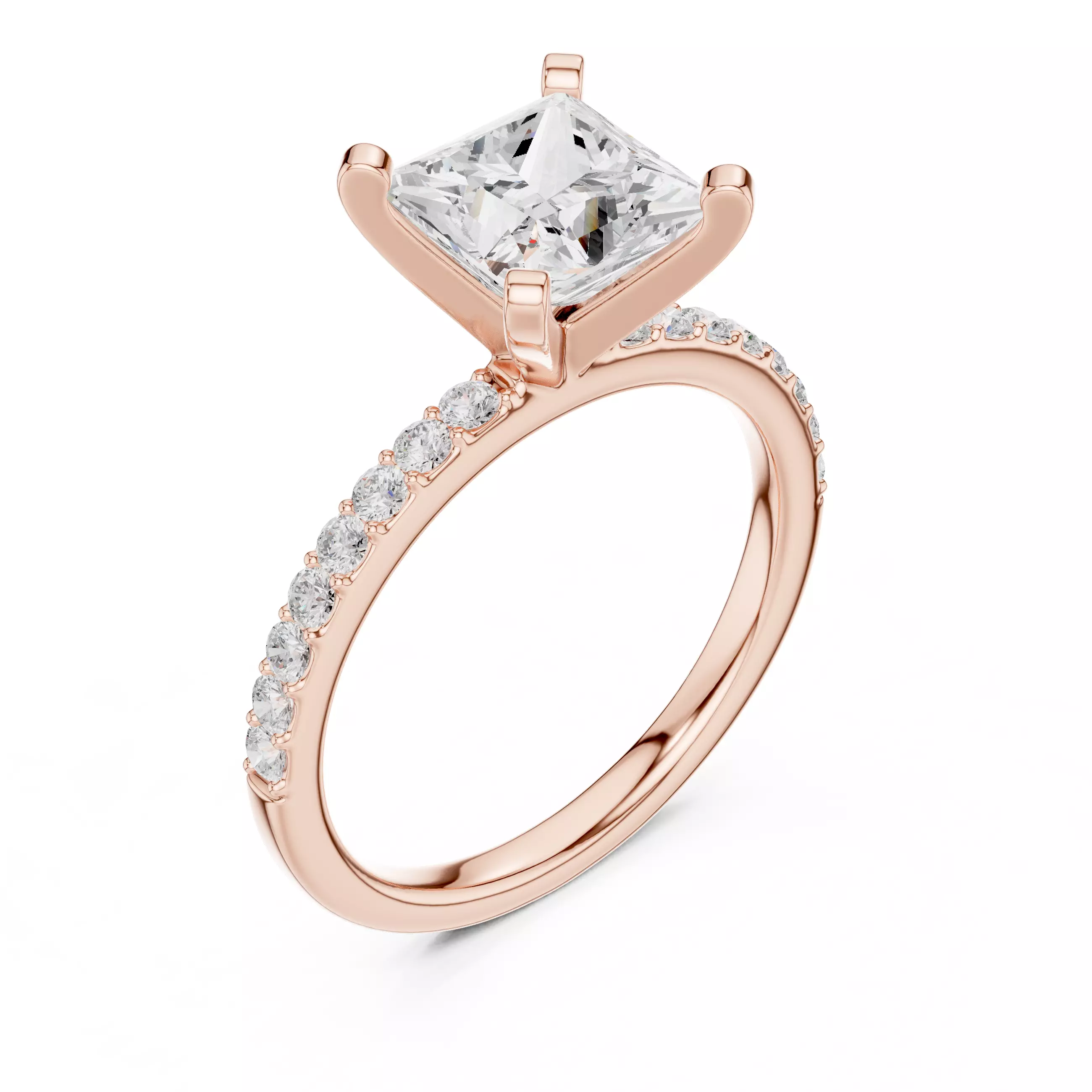 2CT Princess Cut Diamond Engagement Wedding Ring 3DM STL Video 3D print model_4